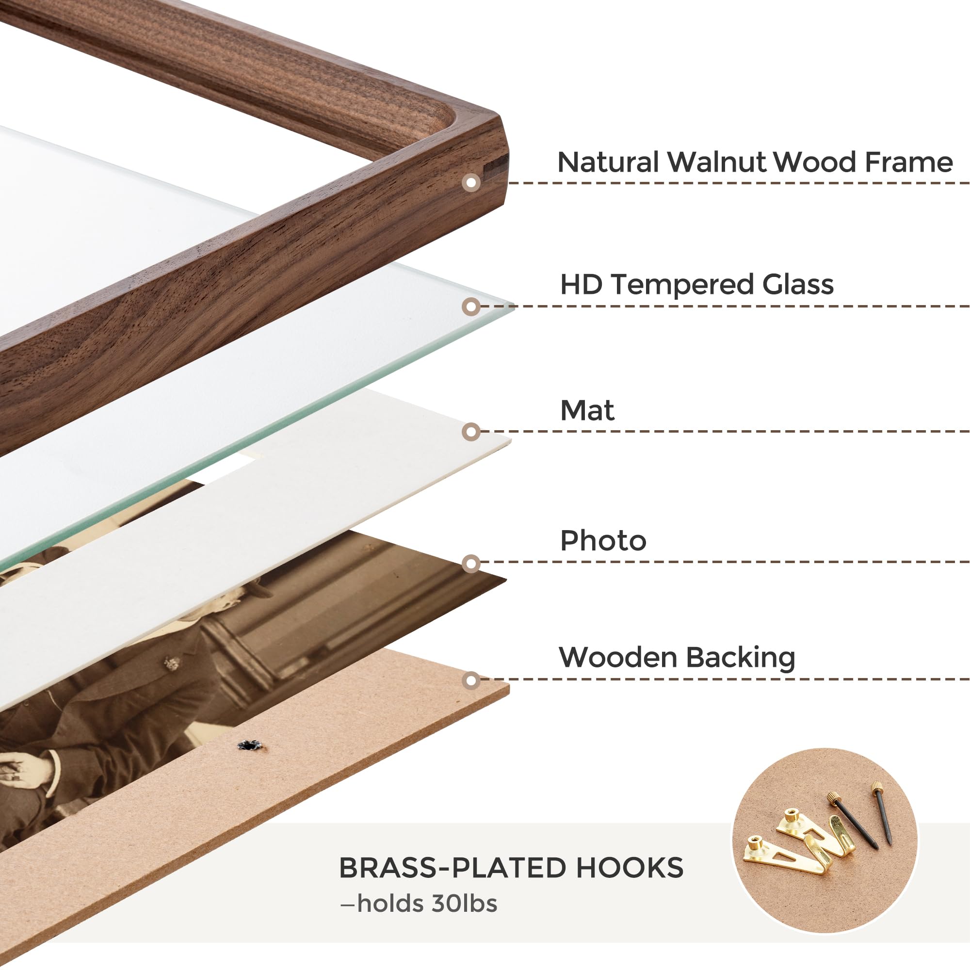 9x12 Walnut Picture Frame - Handcrafted Wood for Graduation & Wedding Photos