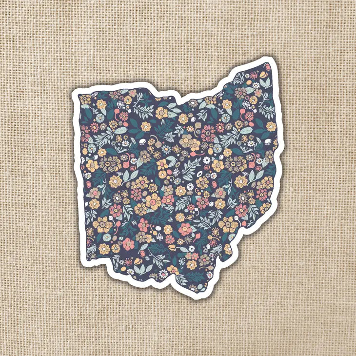 Ohio Floral State Vinyl Sticker - Waterproof Decal for Laptop, Water Bottle & Car - Perfect for Travel, Gifts & Home Decor