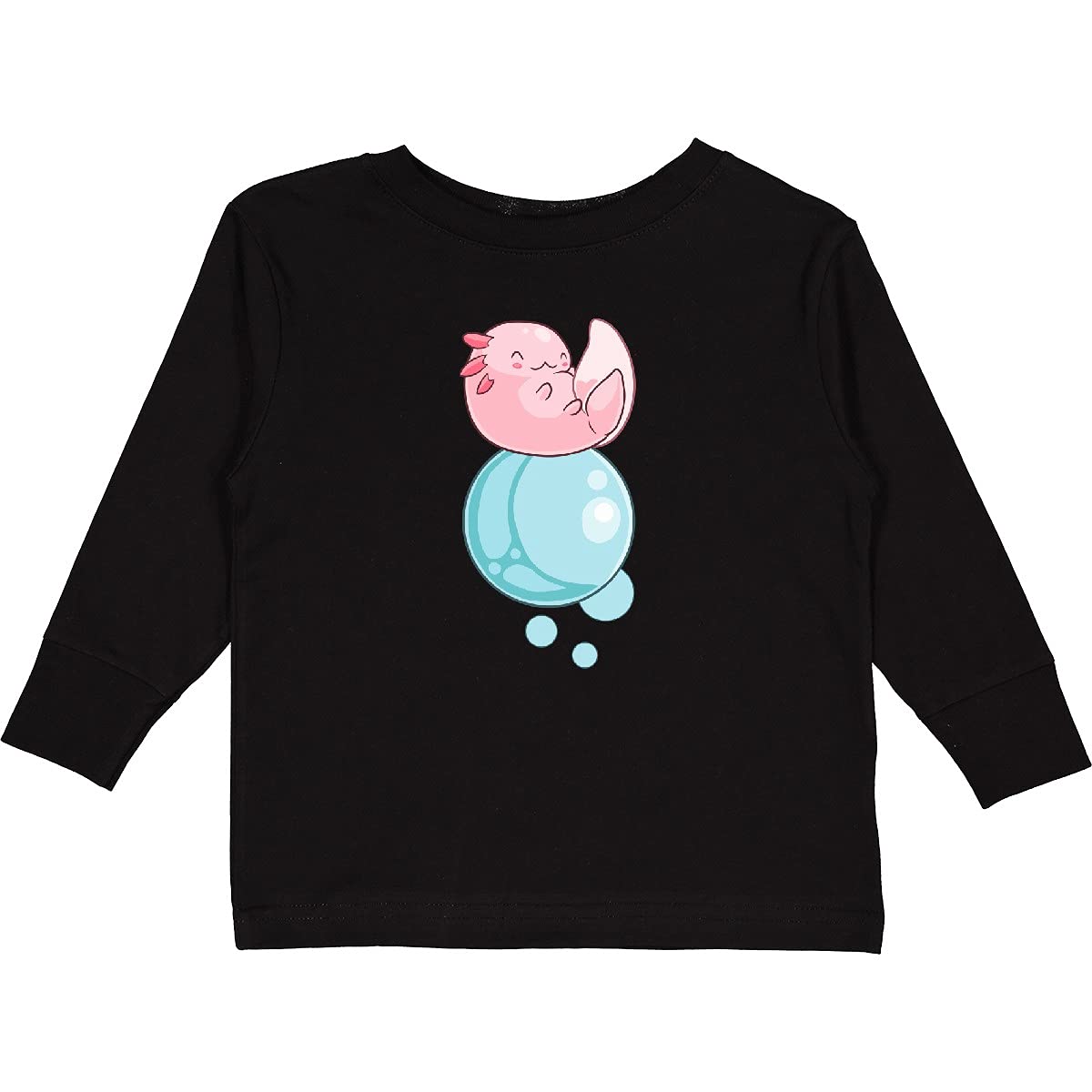 Cute Axolotl Sitting on Bubble Toddler Long Sleeve T-Shirt - Adorable Kids Graphic Tee for Playdates, School & Family Outings