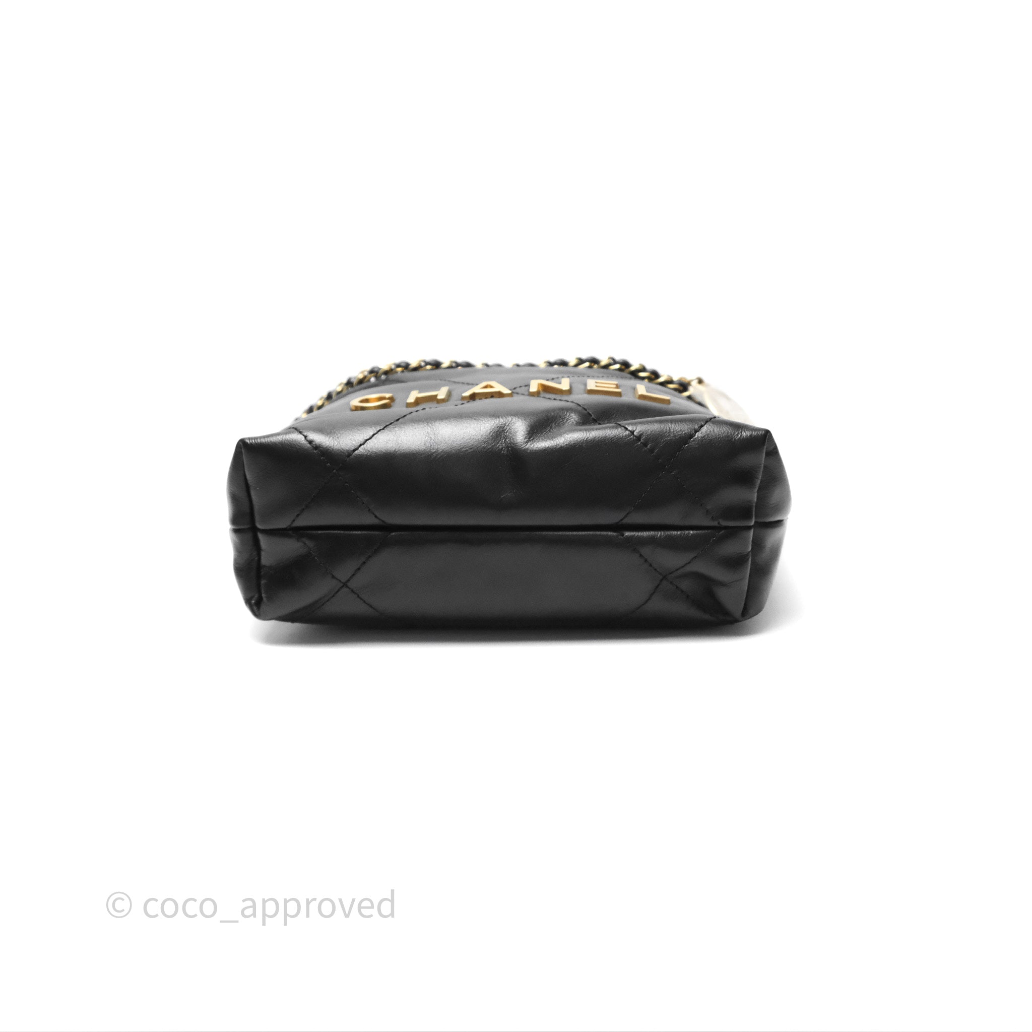 Chanel 22 Mini Bag Black Crumpled Calfskin with Aged Gold Hardware - Luxury Crossbody Purse for Women, Perfect for Date Night & Evening Events