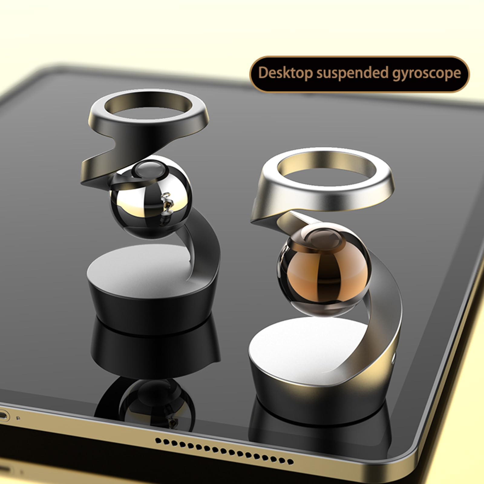 Stress Relief Fidget Toys for Adults - Metal Gravity Defying Kinetic Desk Toy with Black-Silver Ball | Office Anxiety Relief Gadget, Birthday Party Favors, Classroom & Travel Sensory Toy for Focus & Relaxation