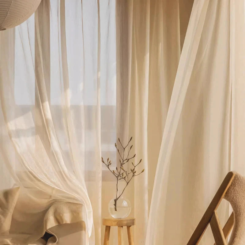 Lillian Gold Gauze Jacquard Sheer Custom Curtains for Living Room & Bedroom - Elegant Window Drapes with Light Filtering Design