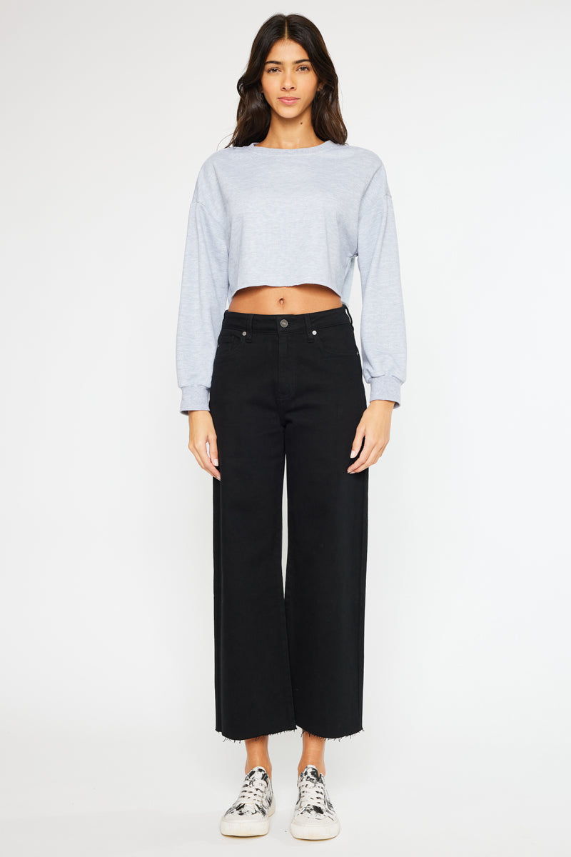 Dianella High Rise Crop Wide Leg Jeans for Women - Trendy Distressed Denim Pants for Casual Outfits & Streetwear Fashion