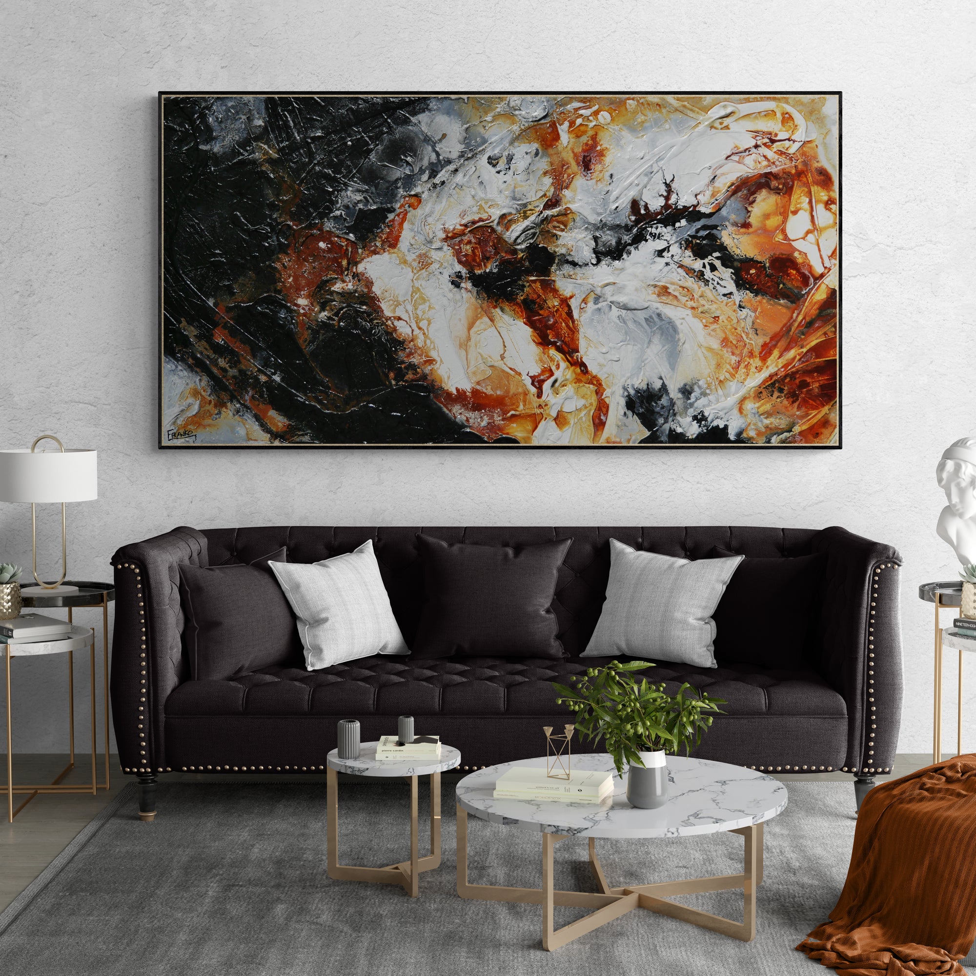 Oxide Nero 190cm x 100cm Textured Abstract Canvas Art - Modern Large Wall Painting for Living Room, Bedroom & Office Decor