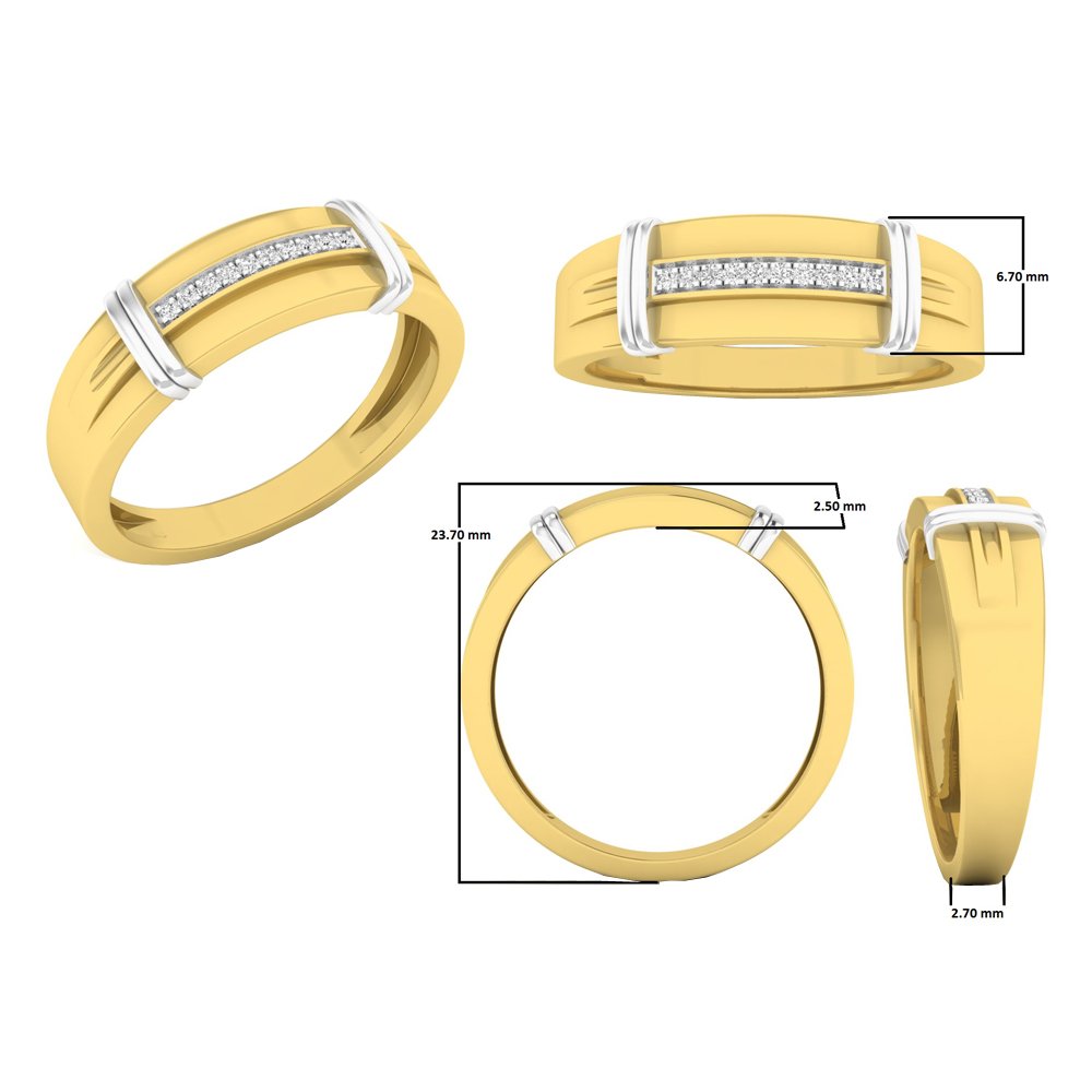 Dazzlingrock 10K Yellow Gold Men's Wedding Band with 0.05cttw Round White Diamonds - Elegant Solid Gold Ring for Engagement, Anniversary & Special Occasions