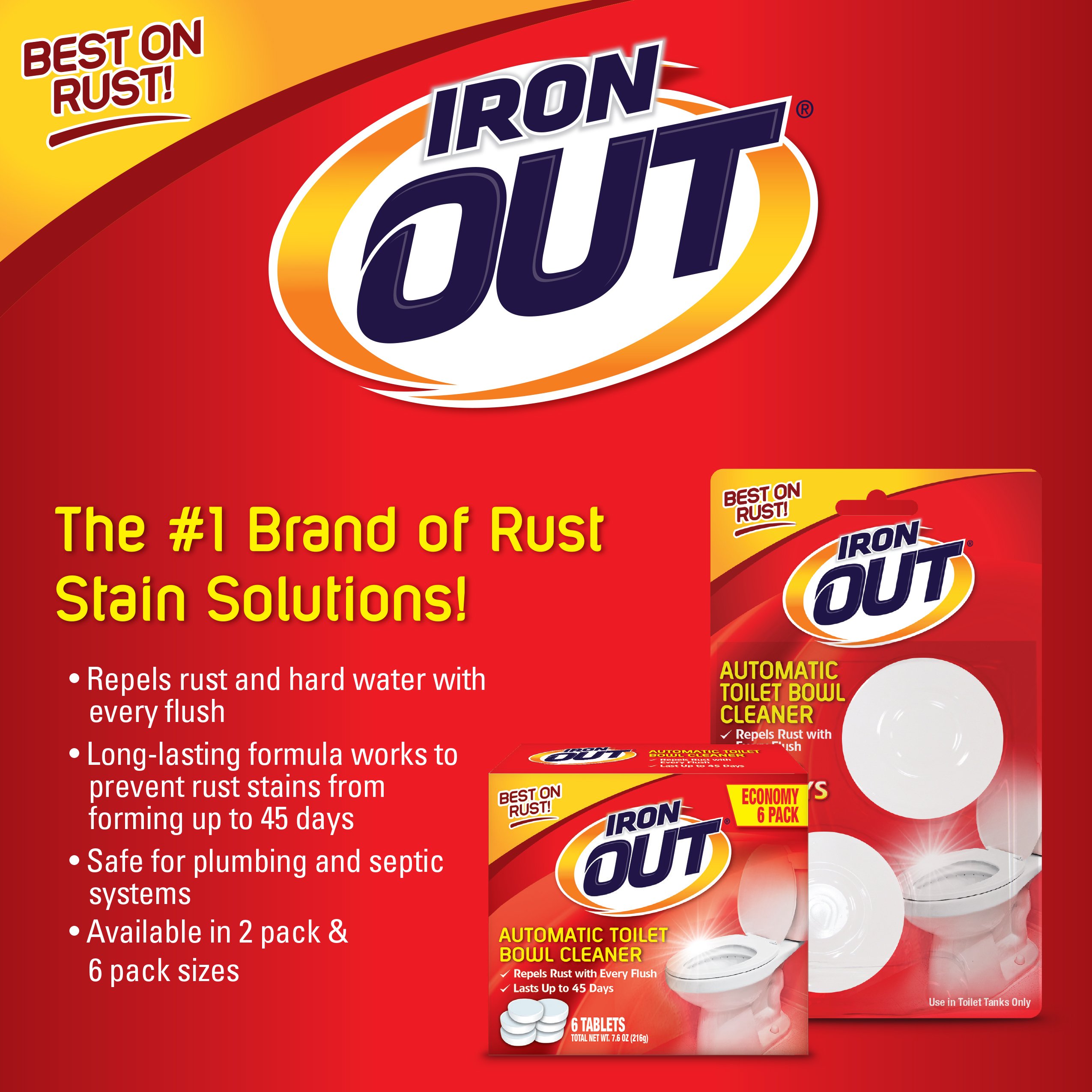 IRON OUT Automatic Toilet Bowl Cleaner Tablets - 12 Count | Removes Stains & Rust | Continuous Cleaning for Fresh Toilets | Perfect for Bathroom, Home & Office Use