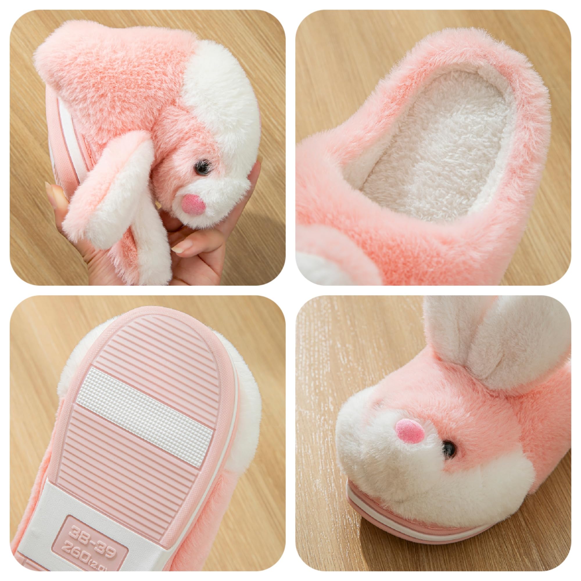 LANFIRE Women's Cute Rabbit Animal Slippers - Soft Plush Fuzzy Winter House Shoes for Women, Cozy Warm Indoor Slippers with Non-Slip Sole | Perfect for Home, Lounge, and Gift Giving