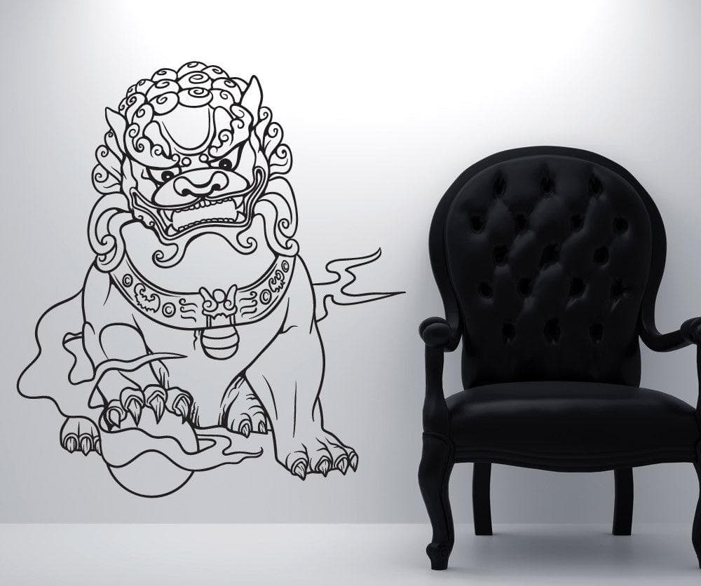 Chinese Guardian Lion Vinyl Wall Decal Sticker - #1455 - Home Decor for Living Room, Bedroom, Office & Nursery