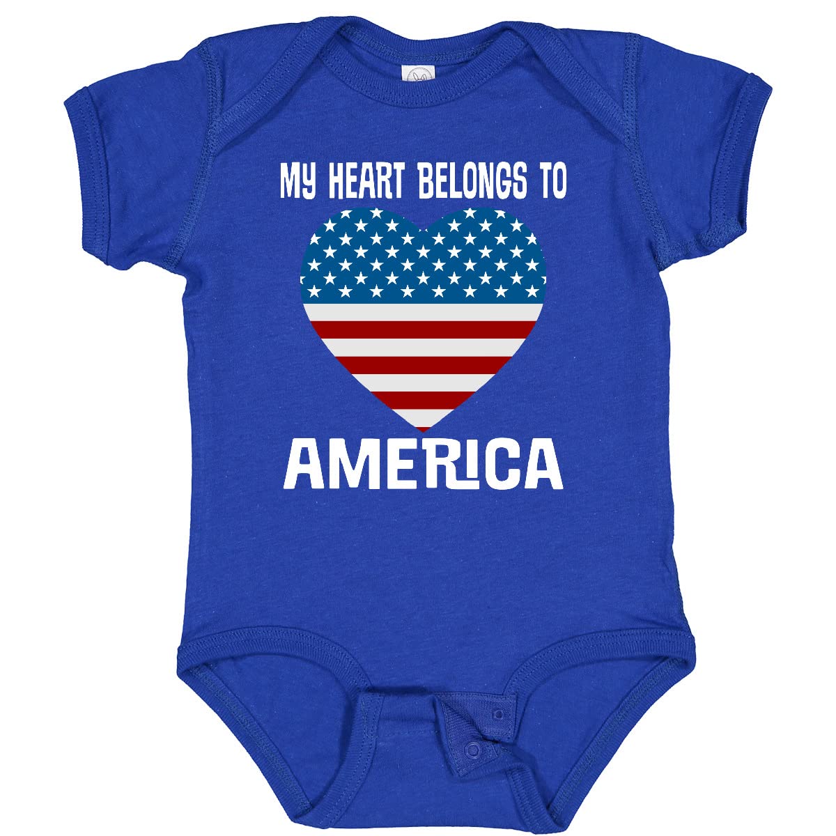 Inktastic USA Patriotic My Heart Belongs to America Baby Bodysuit - Cute American Flag Onesie for Infants, Perfect for 4th of July, Memorial Day & Patriotic Holidays
