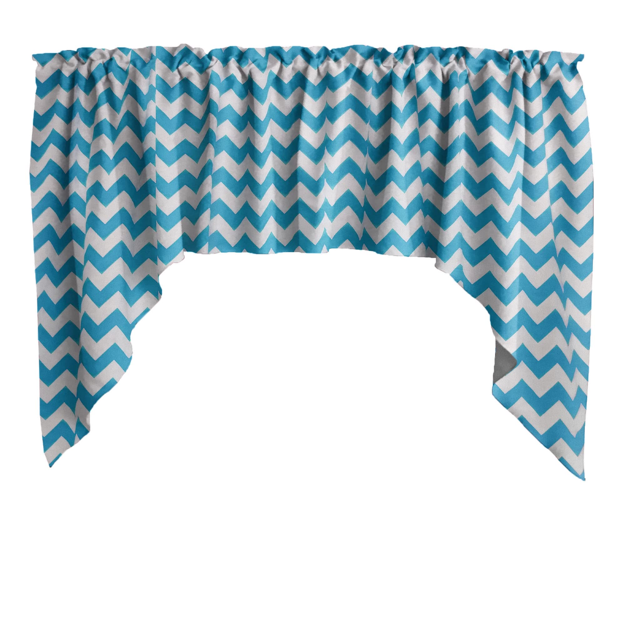 Chevron Zig-Zag Print Cotton Window Valance - Stylish Home Décor for Bedroom, Nursery & Kitchen - Turquoise - Perfect for Adding Color & Texture to Any Room