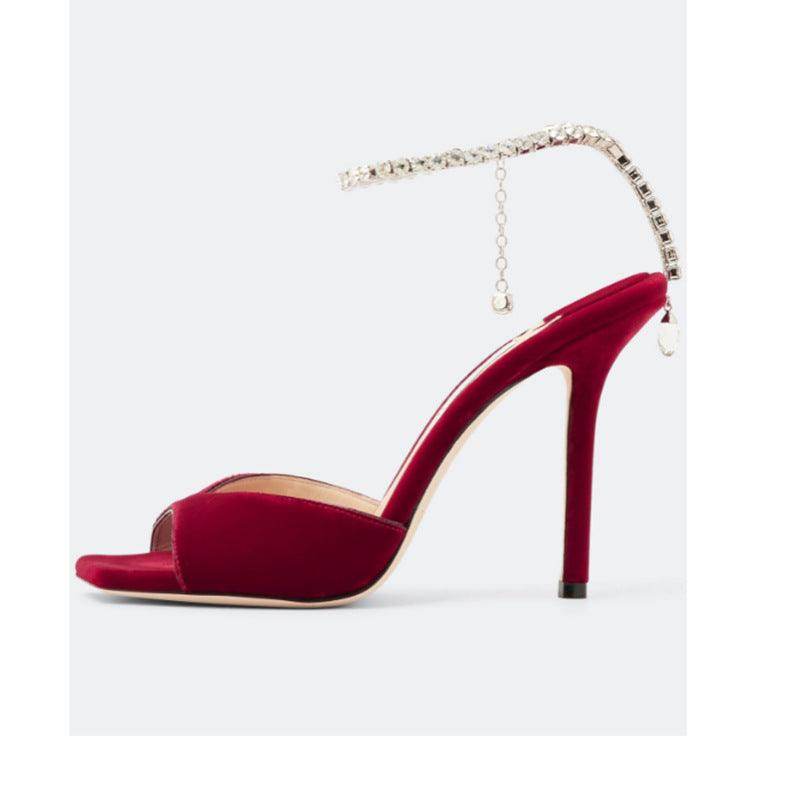 Sparkly Rhinestone Ankle Strap Square Toe Stiletto Heels for Women - Elegant Party Shoes for Weddings, Prom & Evening Events (Style #695399992506)