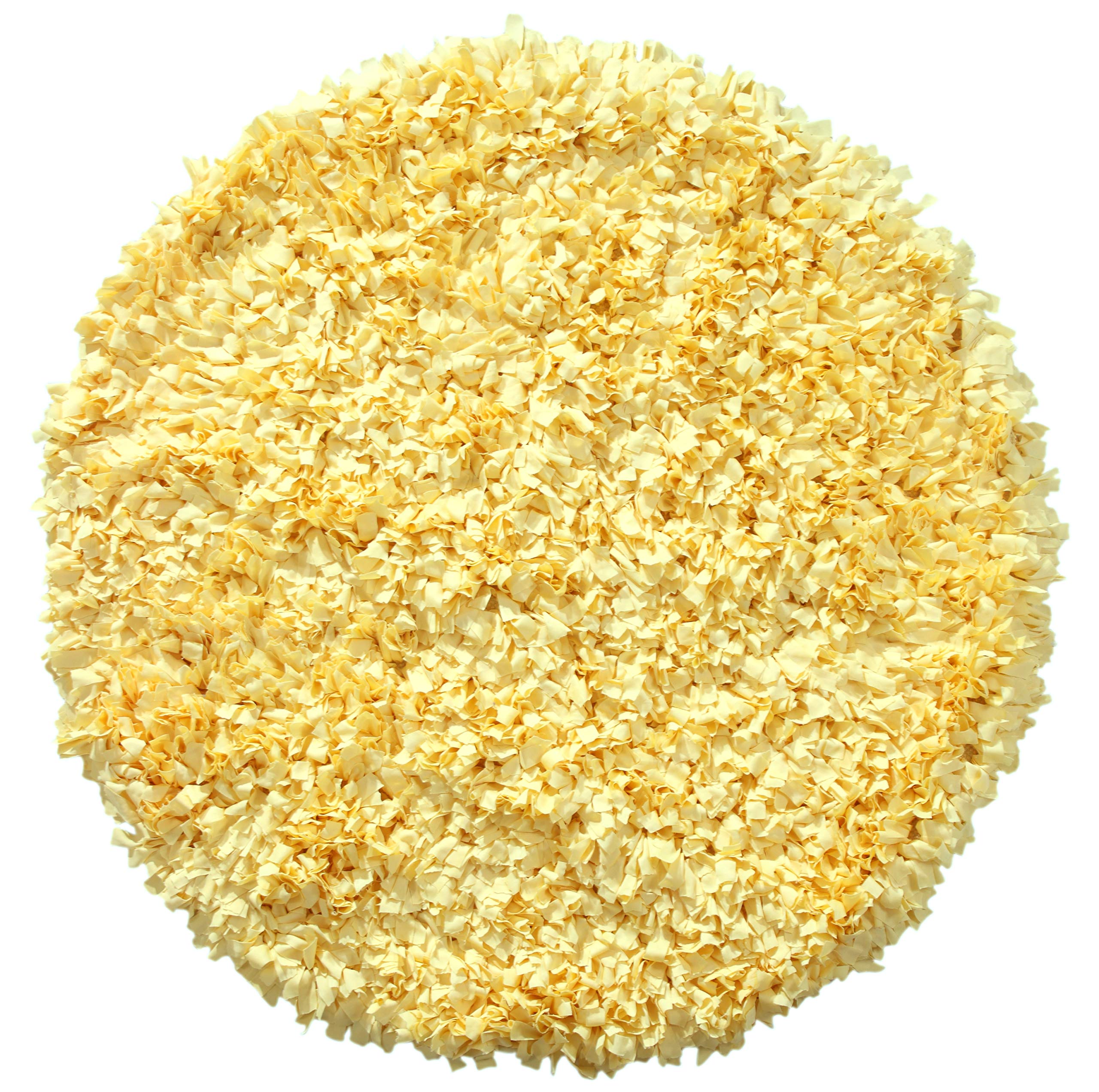 Premium Soft Jersey Shaggy Round Rug - 5' Non-Slip Machine Washable Indoor Carpet for Living Room, Bedroom & Nursery | Foldable Easy-Clean Accent Floor Mat in Yellow | Cozy Home Decor & Kids Play Area Rug