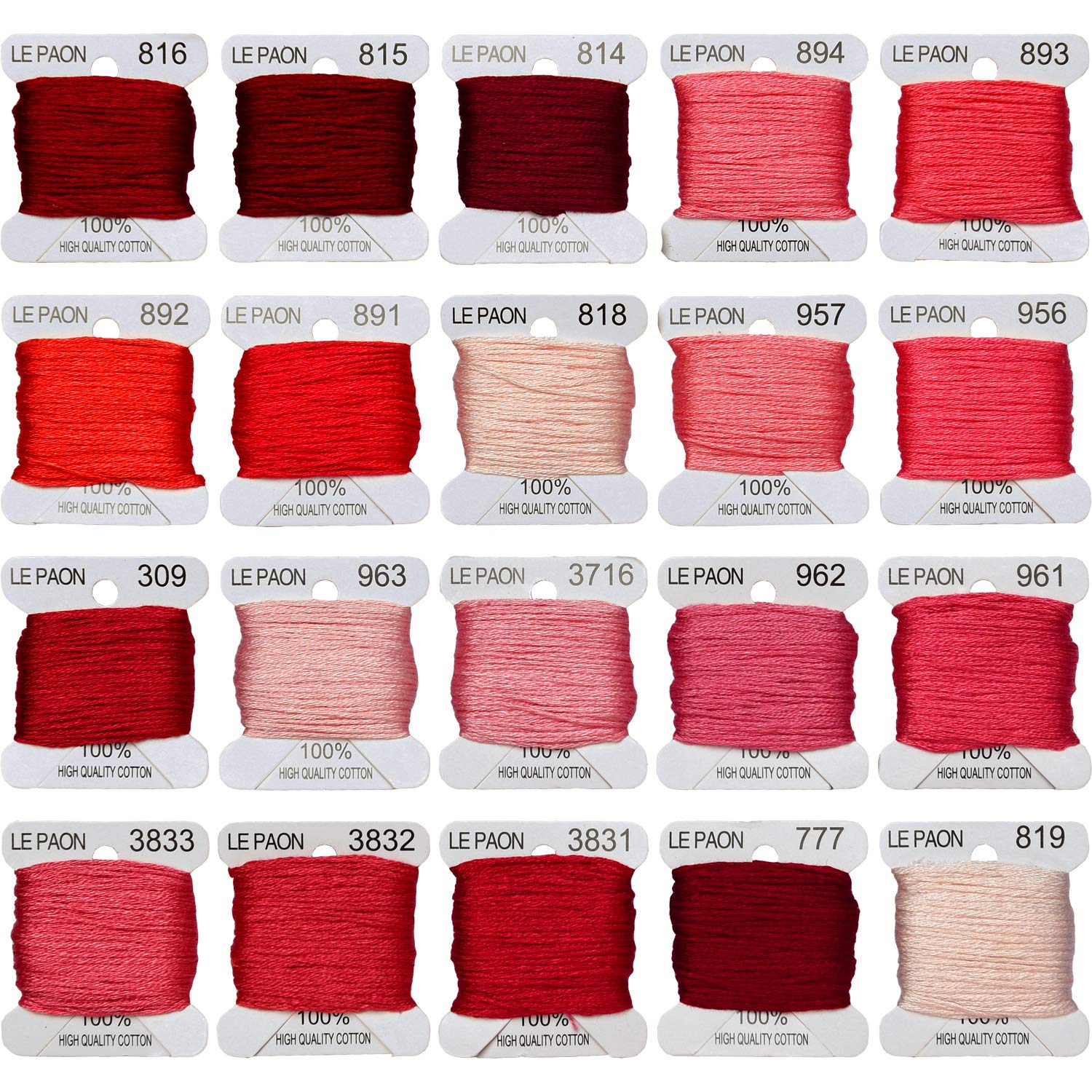 Premium Rainbow Color Embroidery Floss Bobbins - 20-Pack Cross Stitch Threads for DIY Crafts, Friendship Bracelets & Needlework - Pink Gradient Floss for Sewing, Scrapbooking & Handmade Gift Making