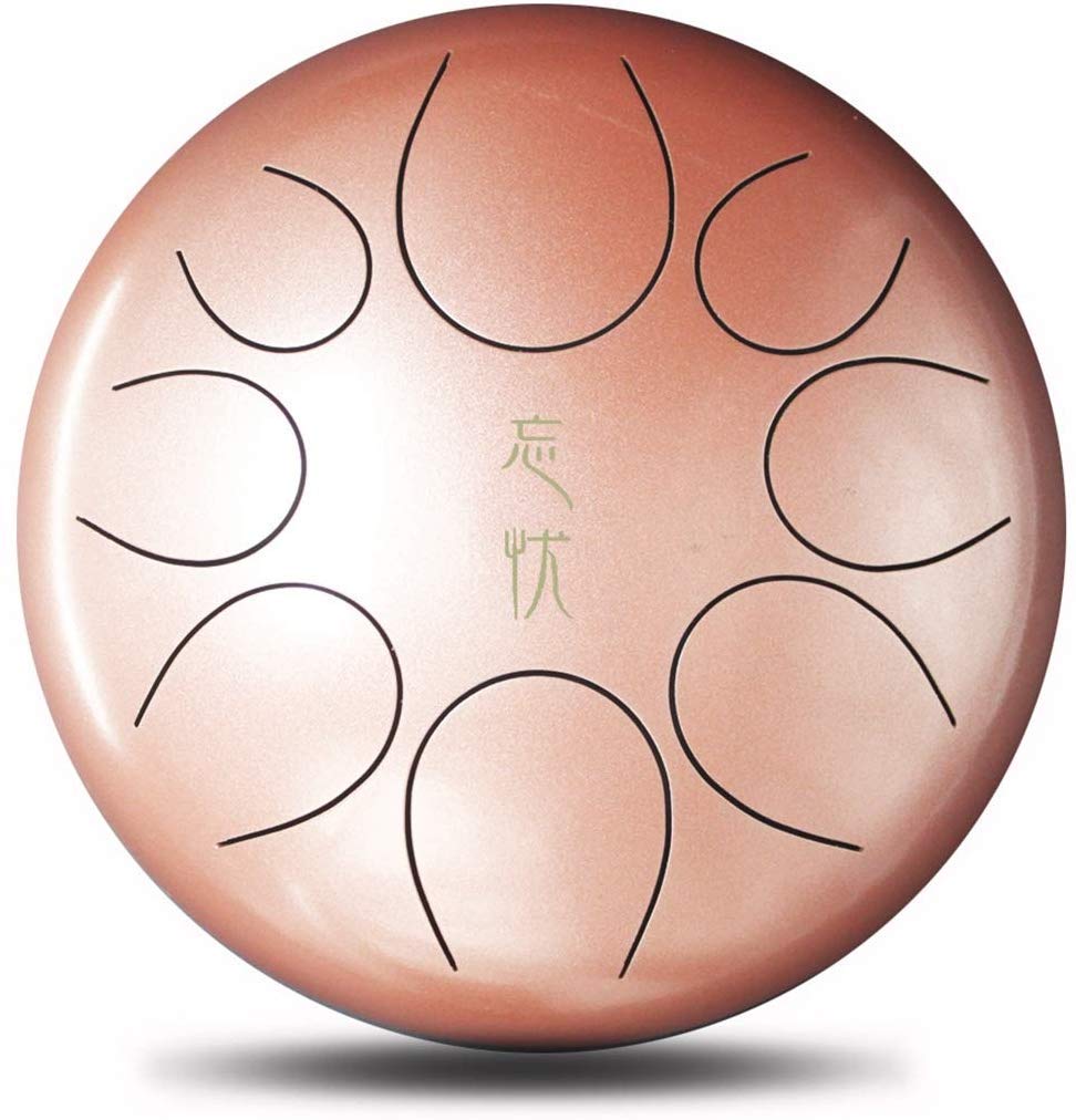 JLDN 12-Inch Steel Tongue Drum - 8-Note Handpan Drum with Mallets & Carry Bag | Perfect for Meditation, Music Therapy & Relaxation | Pink Percussion Instrument