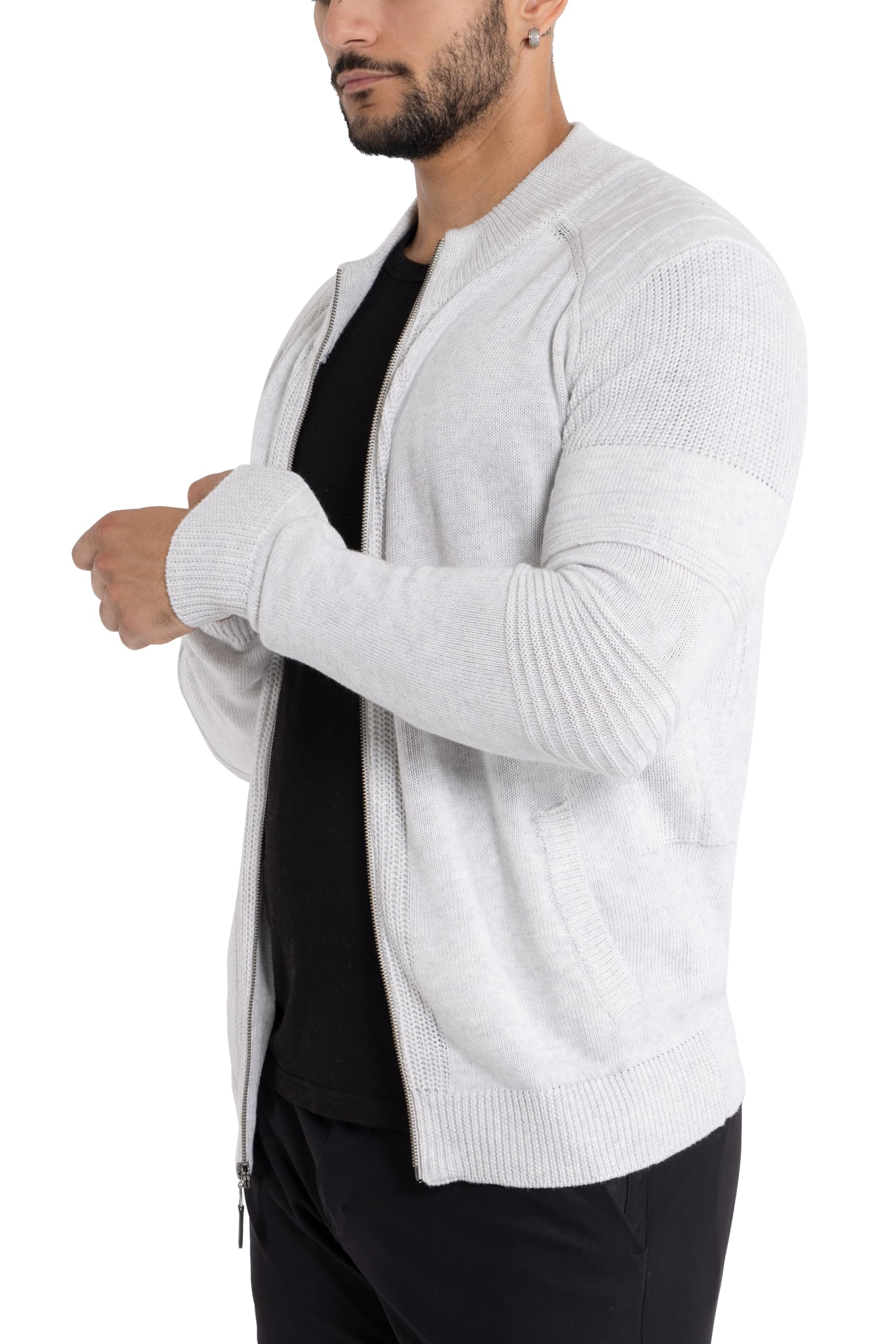 X RAY Men's Slim Fit Zip Up Cardigan Sweater - Lightweight Knit Jacket for Spring & Fall (Big & Tall Sizes) | Casual Office Wear & Layering Essential
