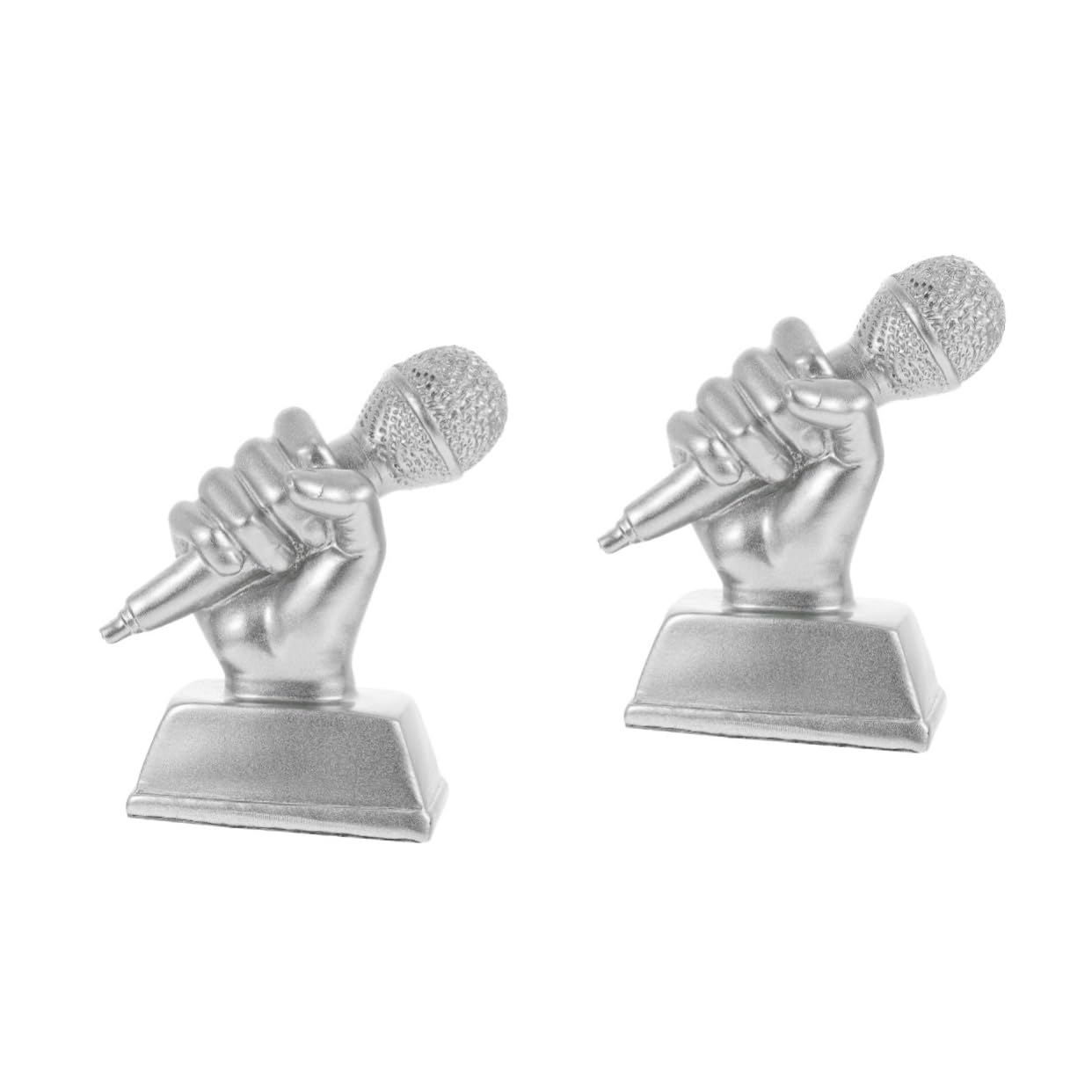 INOOMP 2-Pack Musical Trophy Cup Toy Microphone - Award Trophy Decor for Singing Contests, Sports, DJ Events | Perfect for Home Decor, Party Favors & Cell Phone Accessories