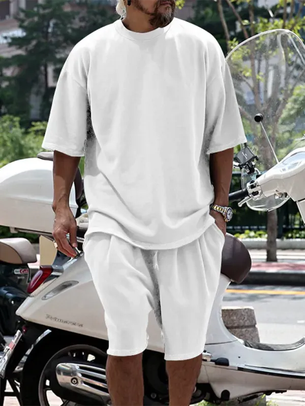 Comfortable Casual Solid Color Shorts Two-Piece Set - Perfect for Summer Outings, Beach Trips, and Lounge Wear