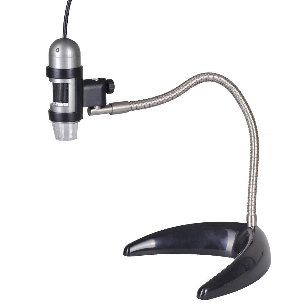 Dino-Lite AM4111T-MS22B 1.3MP 10x-50x & 220x Magnification Handheld Digital Microscope with Adjustable Gooseneck Stand - Perfect for Coin Collecting, Jewelry Inspection, and Electronics Repair