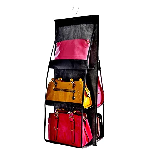 WXYH 6-Pocket Hanging Closet Organizer - Non-Woven Fabric Handbag & Purse Storage for Wardrobe, Bedroom & Family Use | Space-Saving Closet Solution for Handbags, Accessories & Small Items