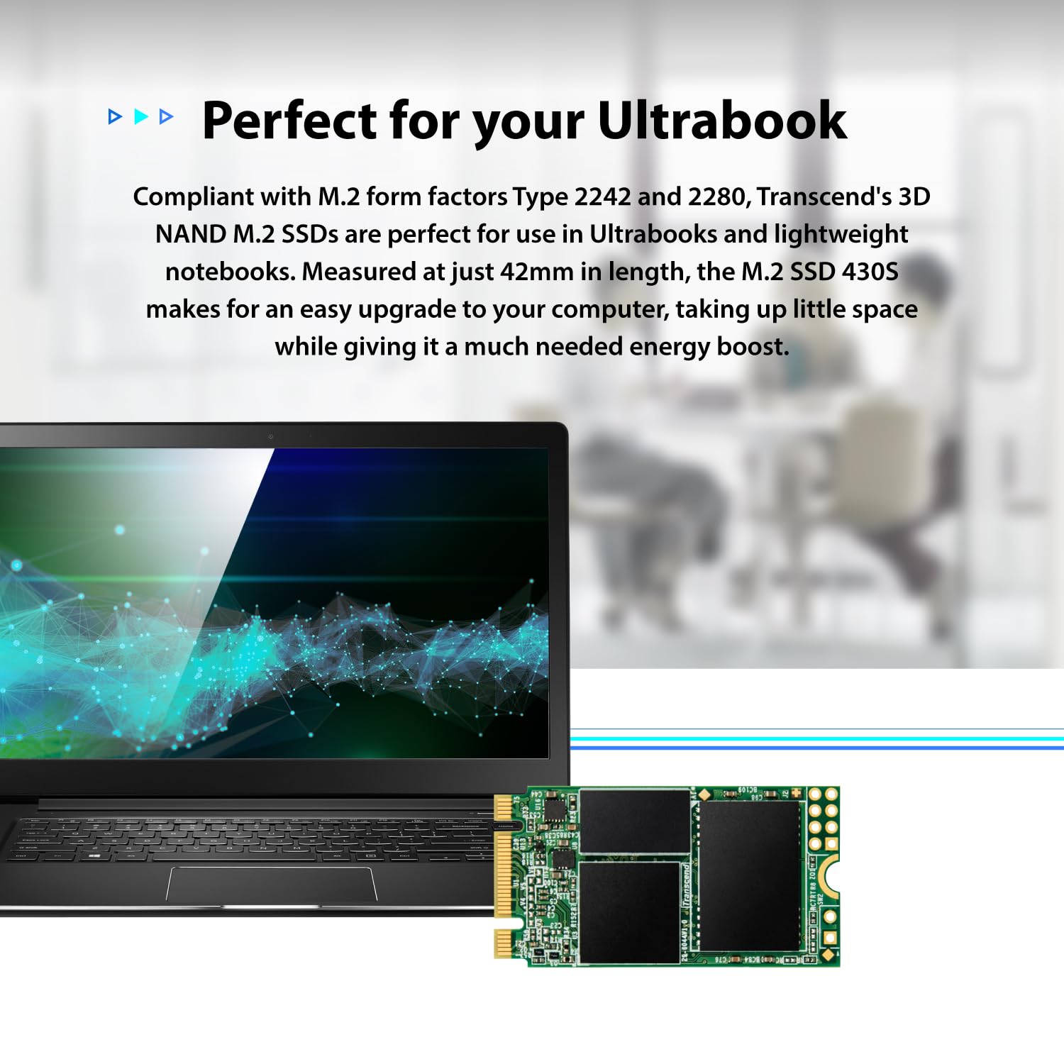 Transcend 512GB SATA III 6Gb/s M.2 SSD (TS512GMTS430S) - High Speed 42mm Solid State Drive for Laptops, Gaming PCs & Data Storage | Boost Performance & Upgrade Your System
