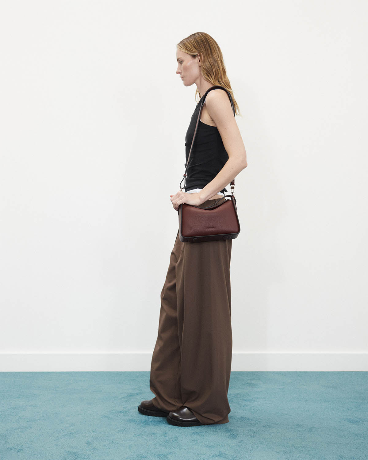 Clementine Bag: Burgundy Pebbled Leather Crossbody Purse for Women - Perfect for Work, Travel & Everyday Use