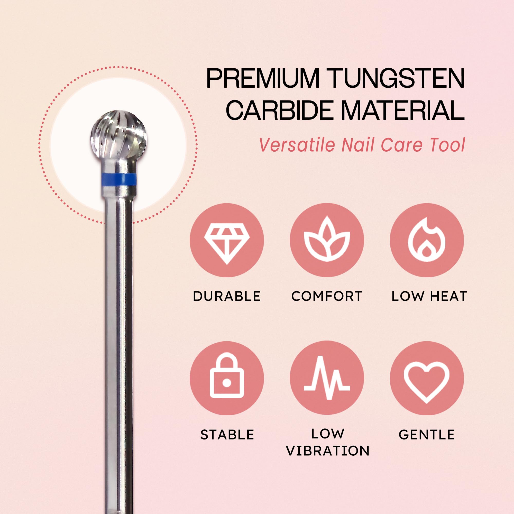 Professional Pana Cuticle Clean Nail Drill Carbide Bits - Ball Head (Large) for Nail Salon & Home Manicure - Perfect for Cuticle Removal, Nail Trimming & Under Nail Cleaning - Essential Manicure Tools for Professionals & DIY Enthusiasts