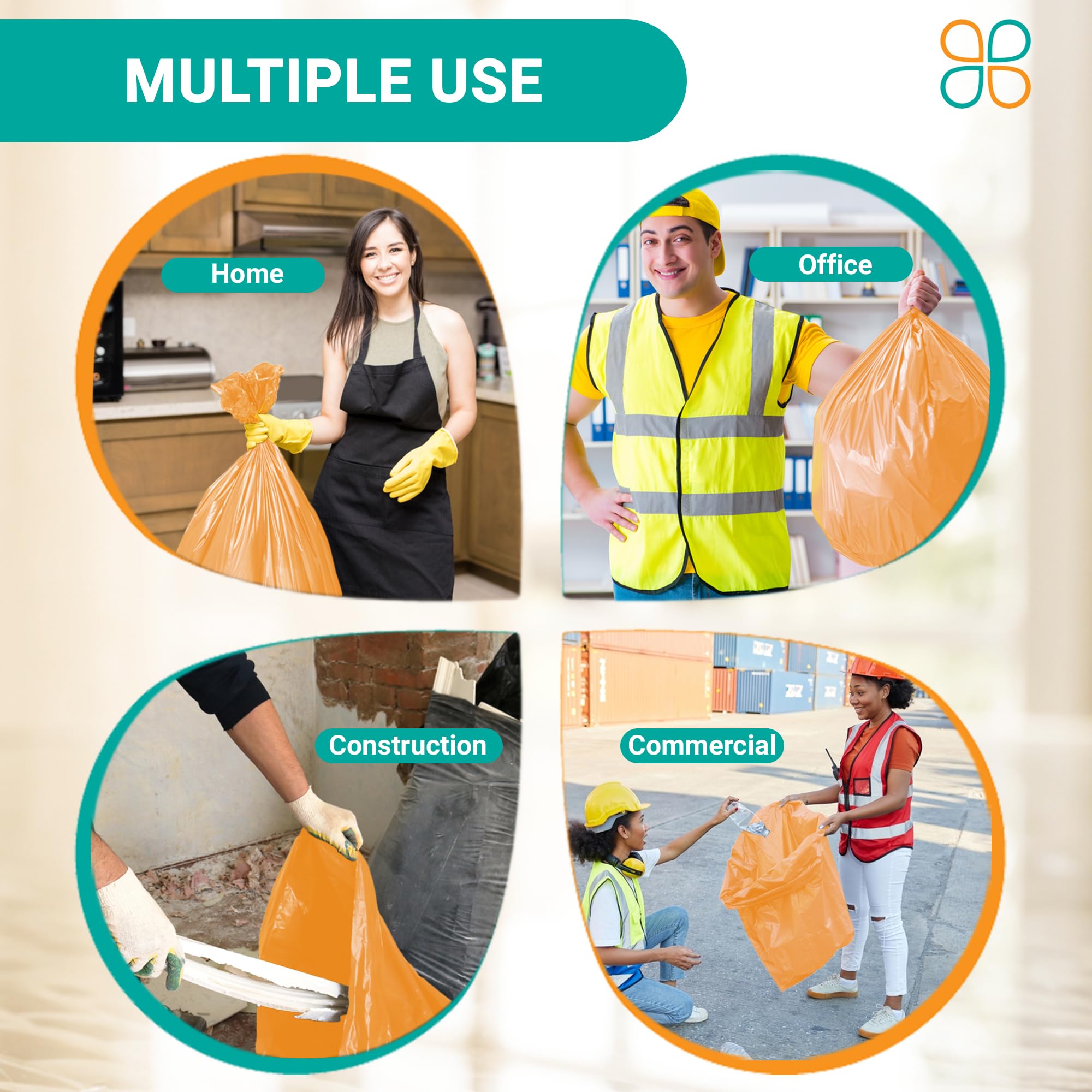 PlasticMill Heavy Duty Trash Bags - 33 Gallon Large Kitchen Garbage Bags, 1.2 Mil Thick, 33