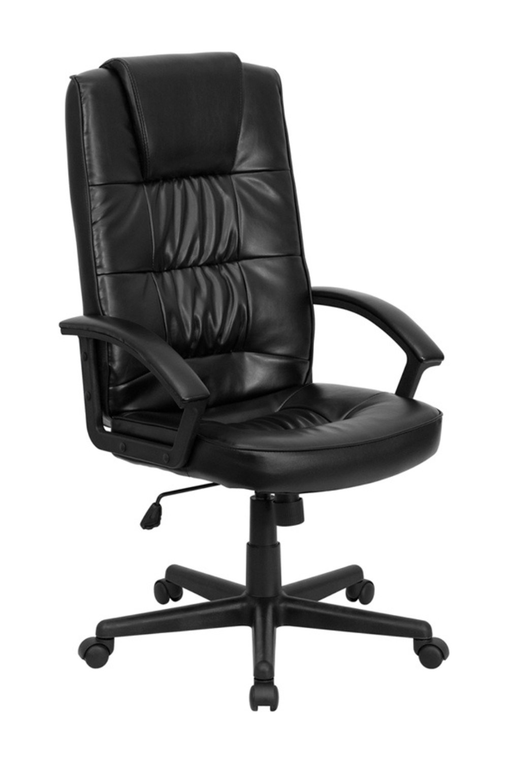 Premium FLASH Nora High Back Black LeatherSoft Executive Swivel Office Chair with Adjustable Arms - Ergonomic Desk Chair for Home Office, Conference Room & Workspace