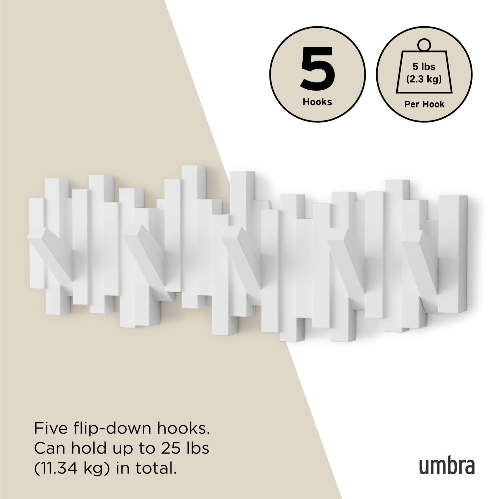 5-Pack Adhesive Wall Hooks - Heavy Duty Sticky Hooks for Hanging Keys, Hats, Towels & More - Perfect for Home, Office, Bathroom & Dorm Organization