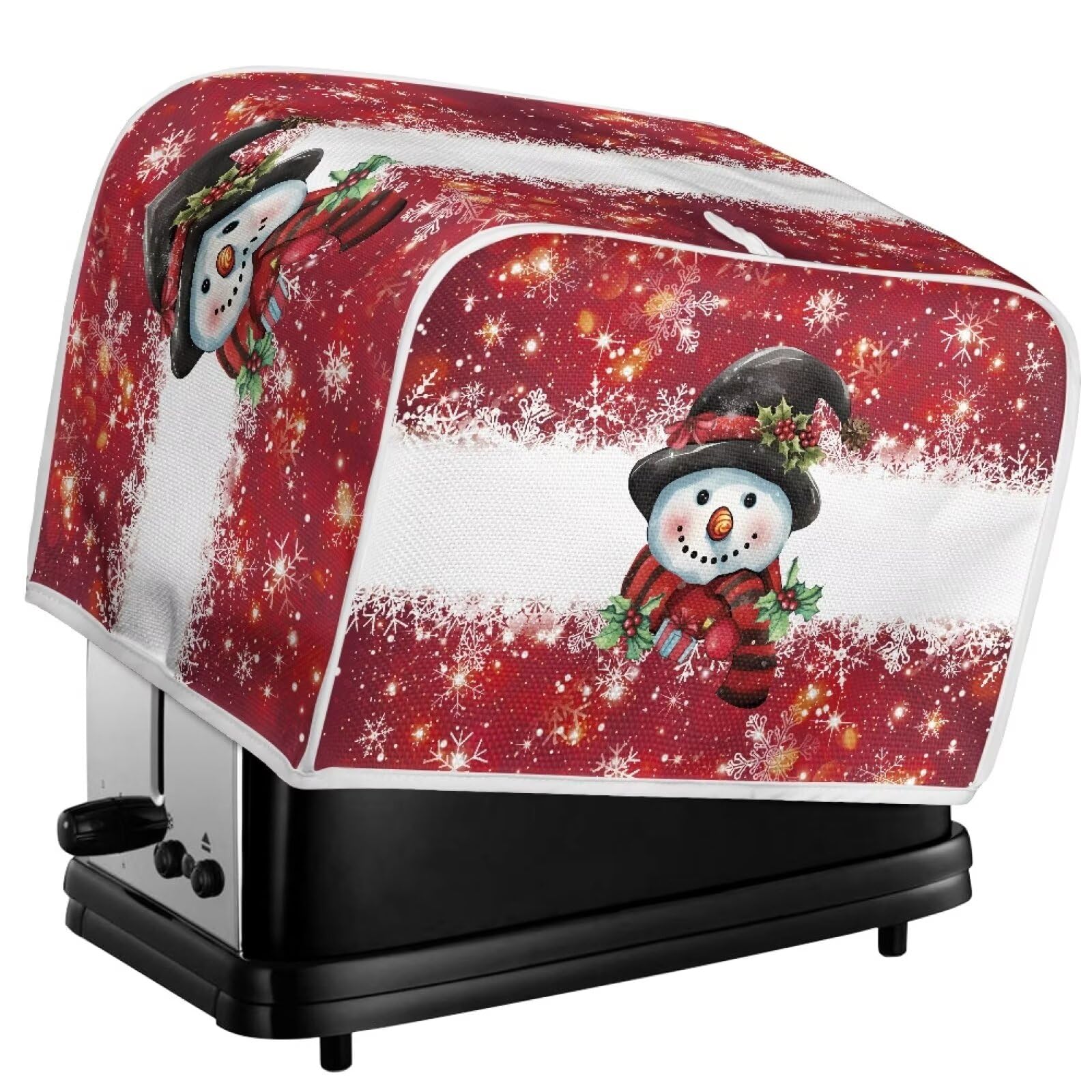 Christmas Snowman 2-Slice Toaster Cover - Dust & Fingerprint Protection for Kitchen Appliances - Perfect for Bread Toasters & Makers - Festive Holiday Kitchen Decor
