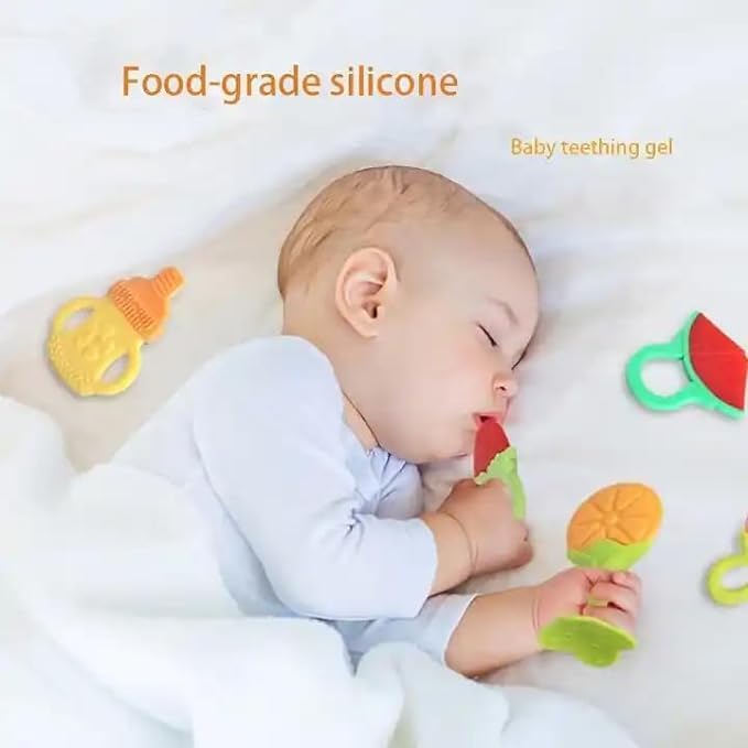 Kritiu BPA-Free Silicone Teether & Baby Spoon Set - Safe Infant Teething Toys & Feeding Utensils for Babies 6+ Months (Red & Pink) - Perfect for Soothing Sore Gums & Introducing Solid Foods