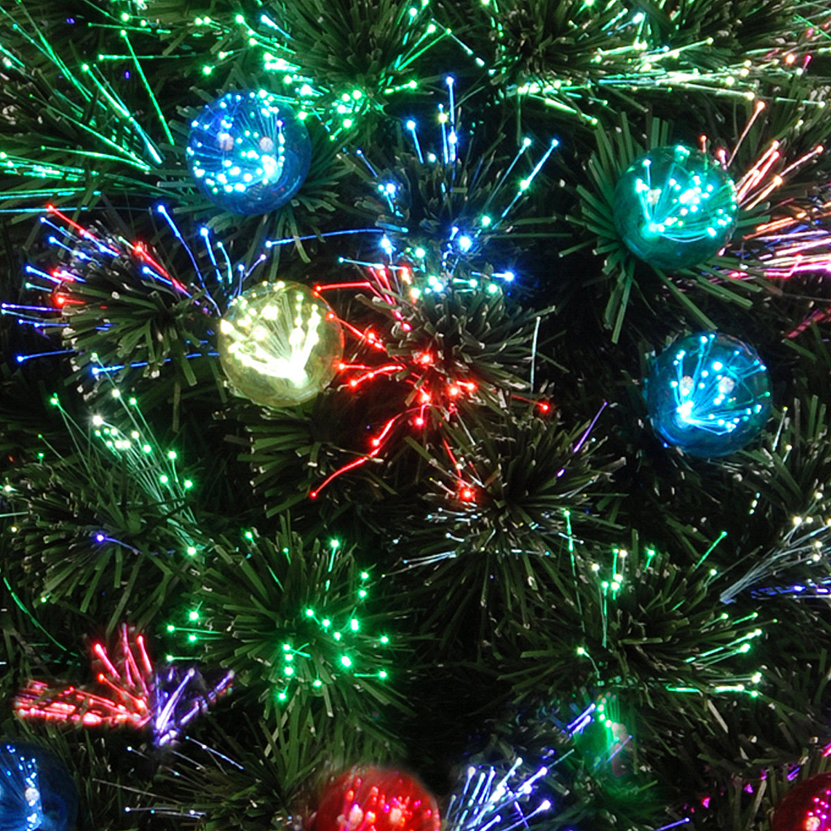 6 ft. Pre-Lit Fiber Optic Fireworks Tree with Ball Ornaments – Indoor/Outdoor Holiday Decor for Christmas, Parties & Home Decoration