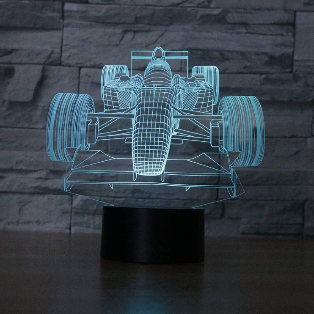 HIOJDWA F1 Racing Car 3D LED Night Light - Creative Table Lamp for Bedroom, Kids Room & Nursery - Perfect for Nighttime Safety and Decoration
