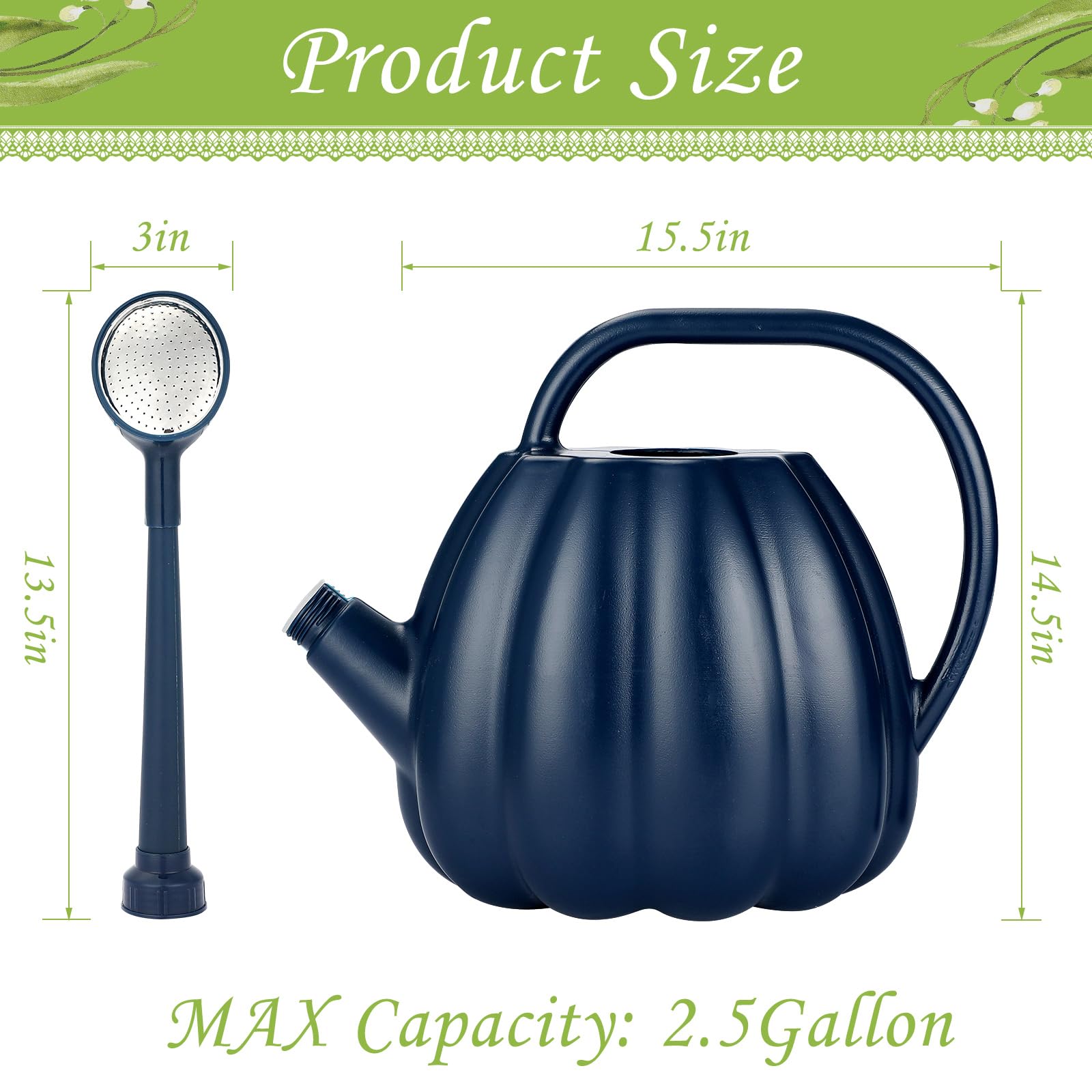 2.5 Gallon Large Watering Can for Indoor and Outdoor Plants - Long Spout with Adjustable Sprinkler Head - Perfect for Garden, Lawn, Flower Beds and Houseplants