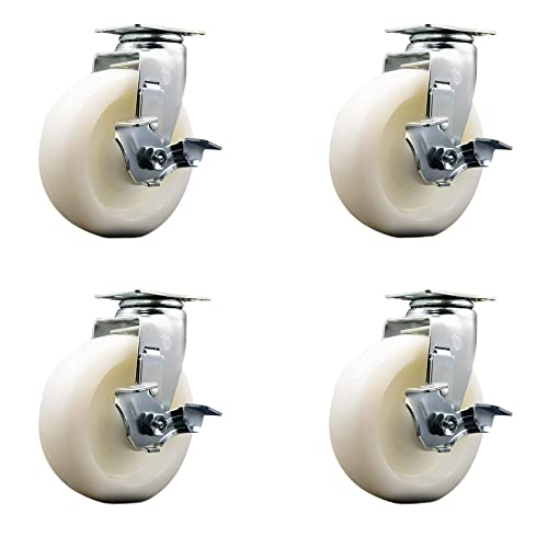 4 Swivel - Top Lock Brakes - White