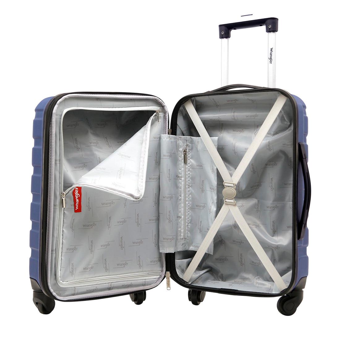 Wrangler Durham 4-Piece Hardside Luggage Set - Lightweight Durable Suitcase with Spinner Wheels for Travel, Business Trips & Vacations