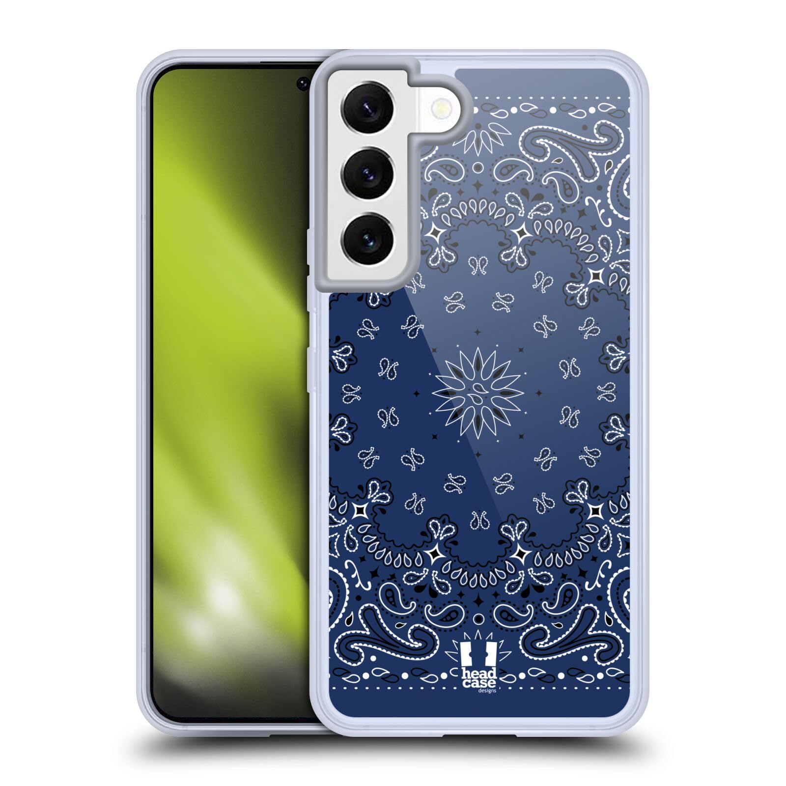 SEO Optimized Classic Blue Paisley Bandana Soft Gel Case for Samsung Galaxy S22 5G - Perfect for Everyday Use, Travel, and Outdoor Adventures