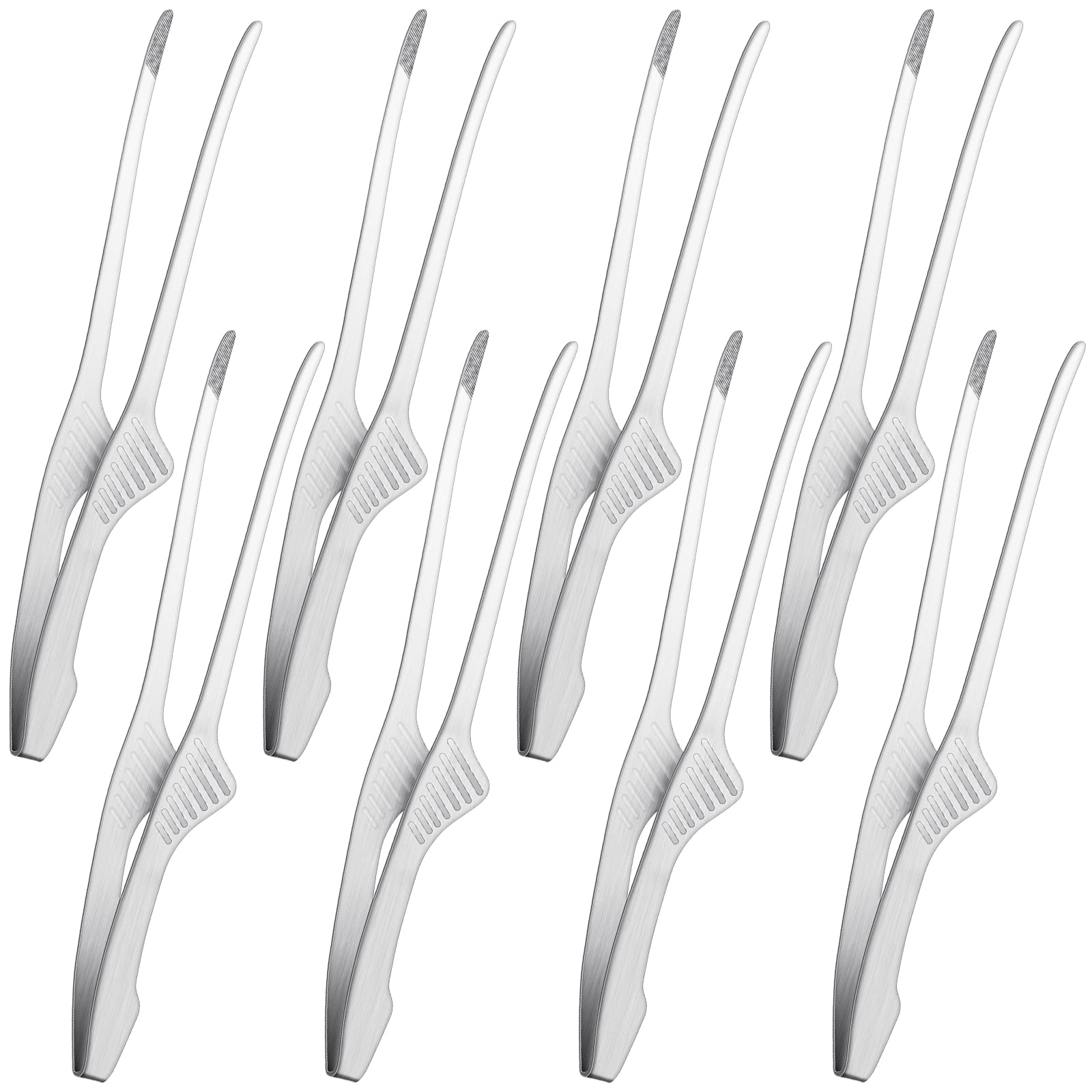 Stainless Steel BBQ Tongs for Korean & Japanese Cooking - Non-Slip Serving Utensils for Grilling, Camping & Buffet (8-Piece Set)