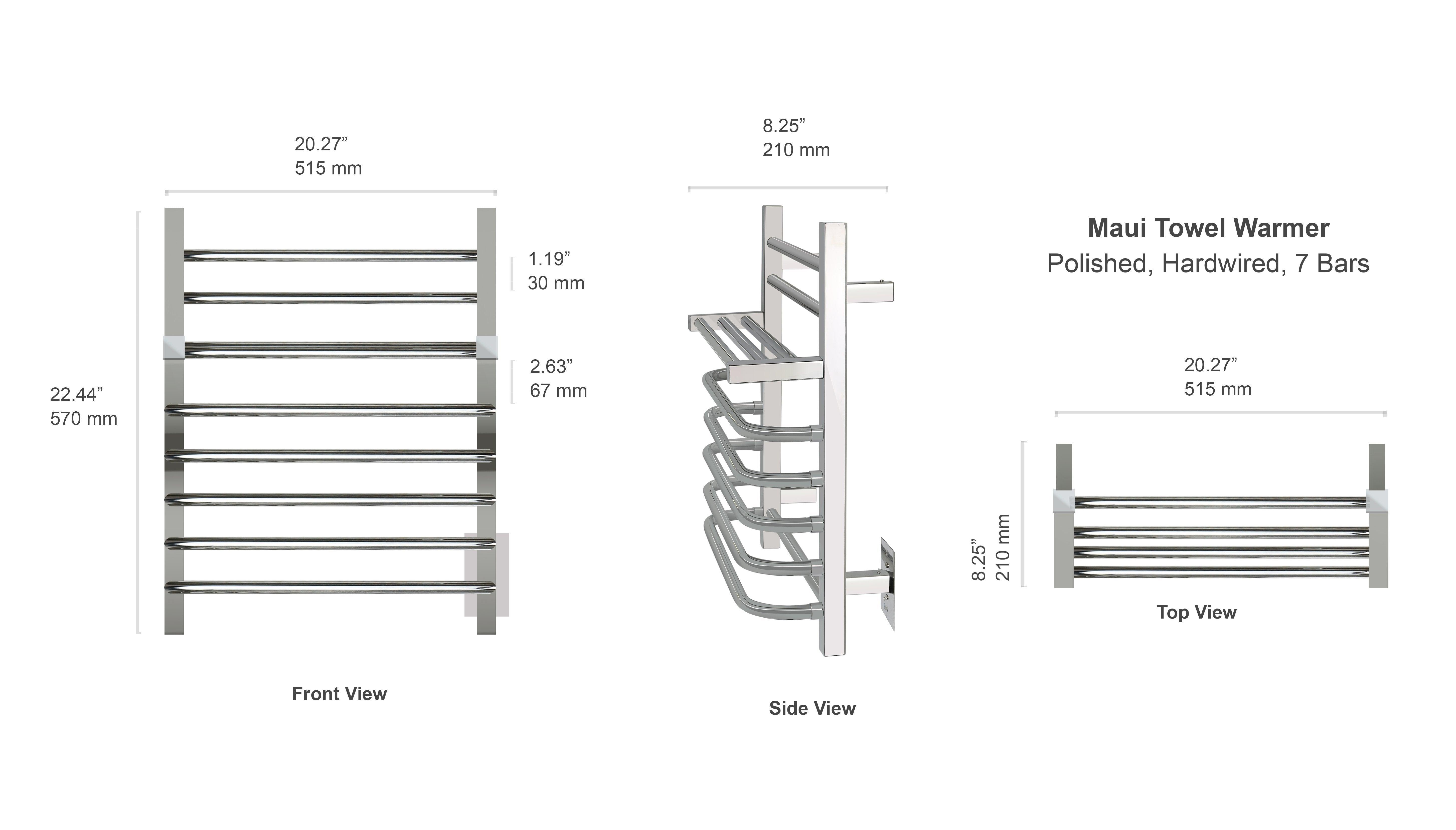 WarmlyYours Maui TWS1 MAU07PH Hardwired Wall Mounted Towel Warmer - 20.27