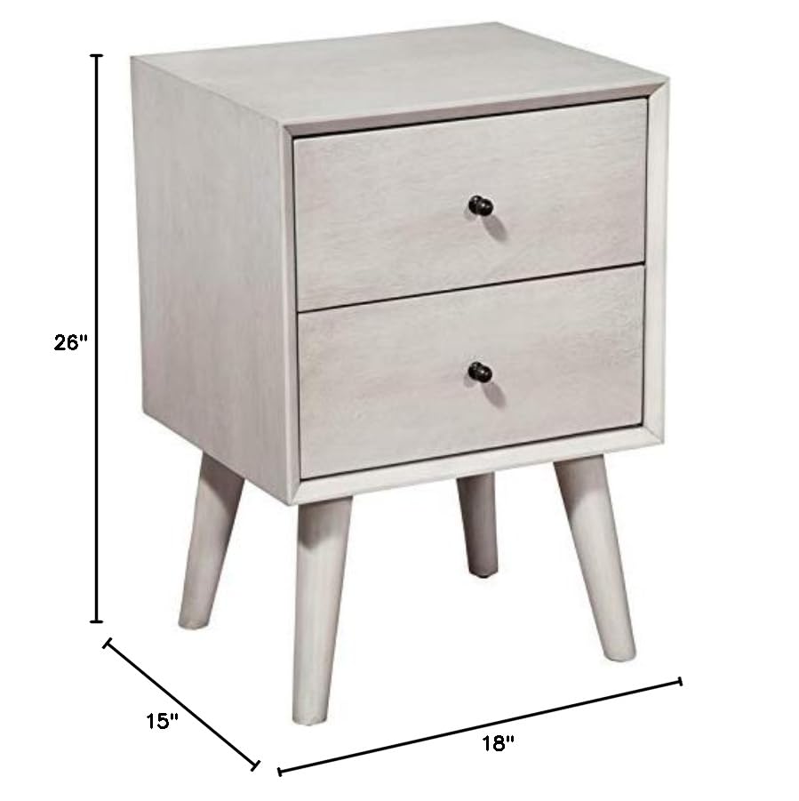 Home Square 2 Drawer Wood Nightstand Set in Gray (Set of 2) - Modern Bedside Table with Storage for Bedroom, Living Room & Office - Perfect for Small Spaces & Home Decor