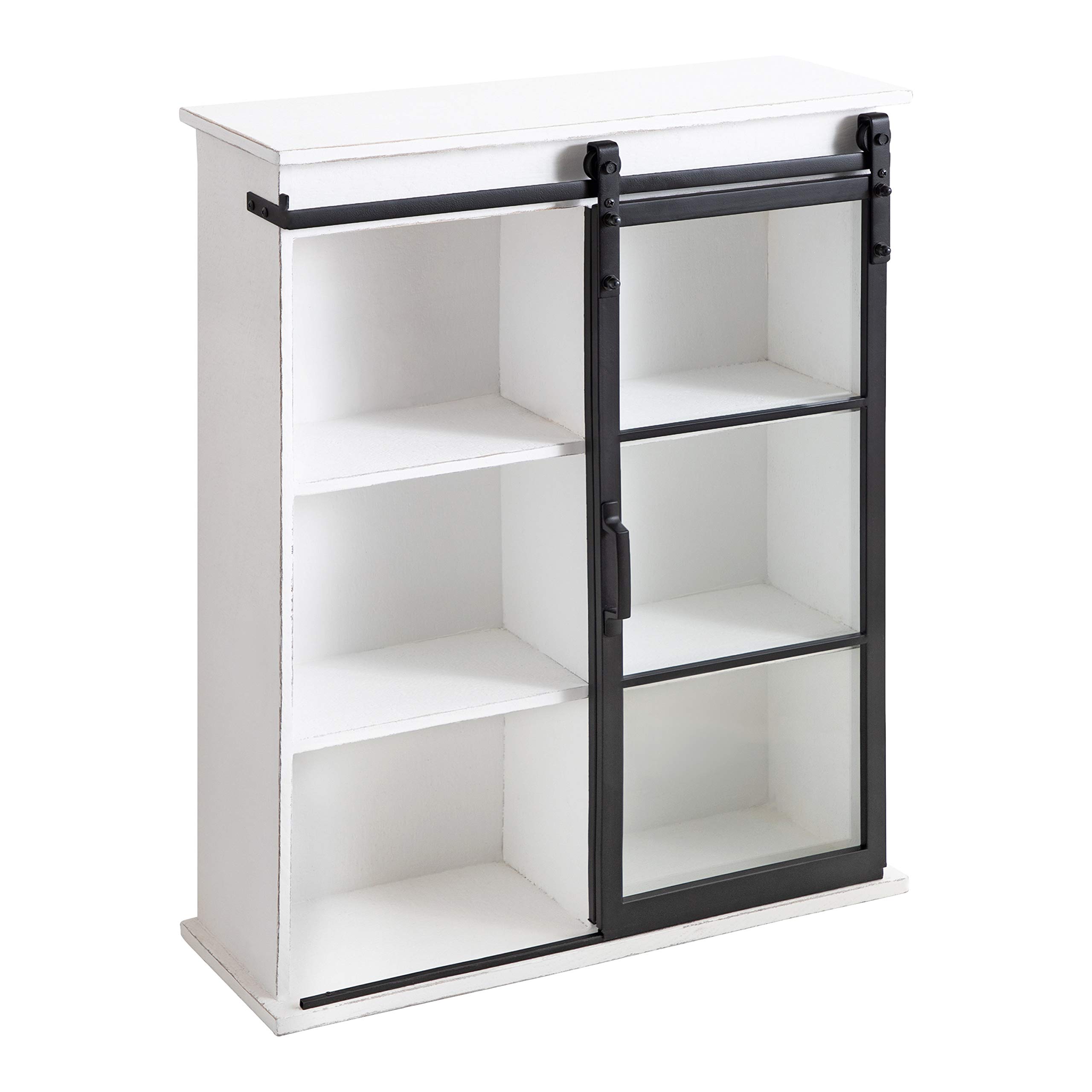 Kate and Laurel Barnhardt Decorative Wooden Wall Cabinet with Sliding Glass Door - 22
