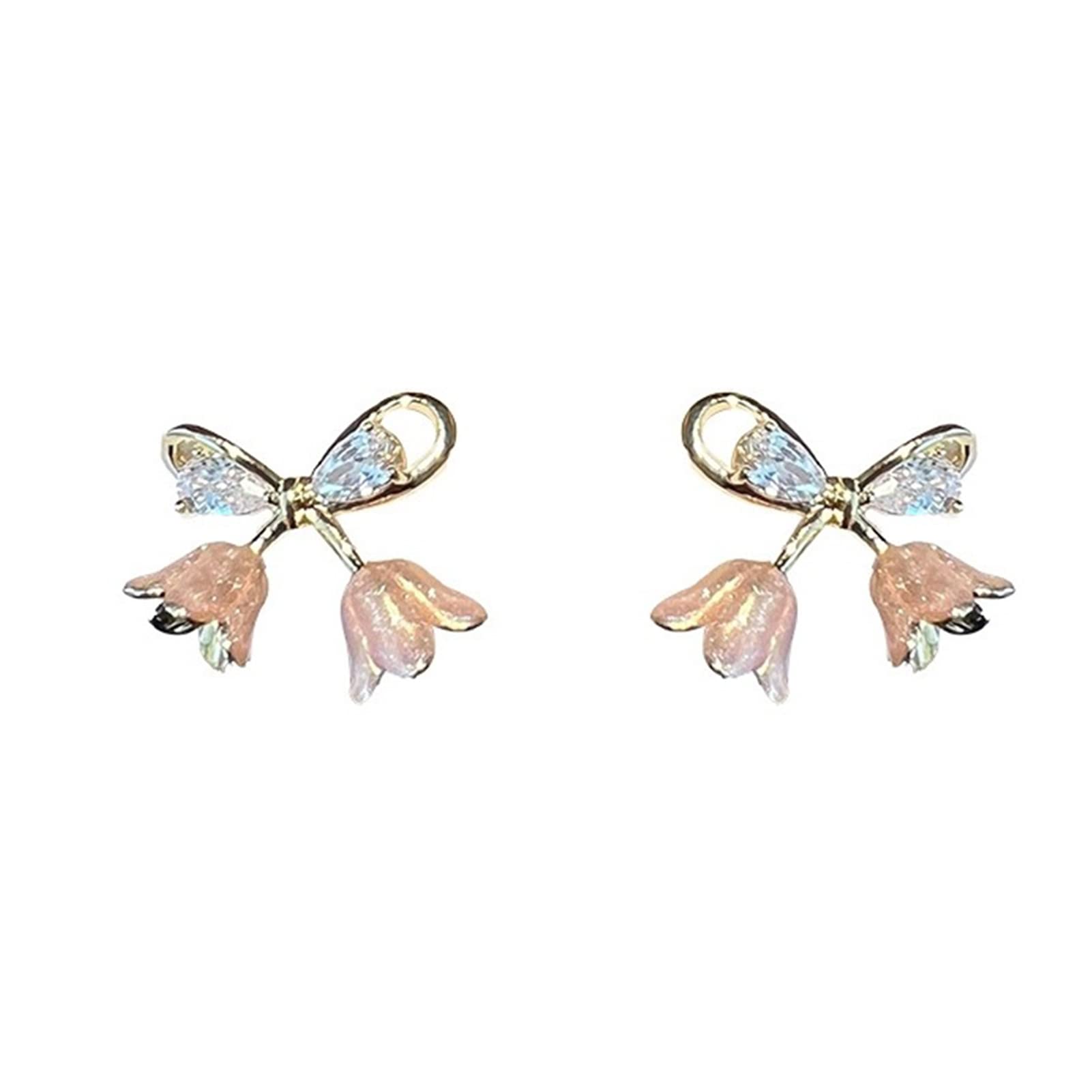 1 Pair Women's Tulip Stud Earrings - Shiny Korean Style Fashion Jewelry for Daily Wear, Parties & Gifts