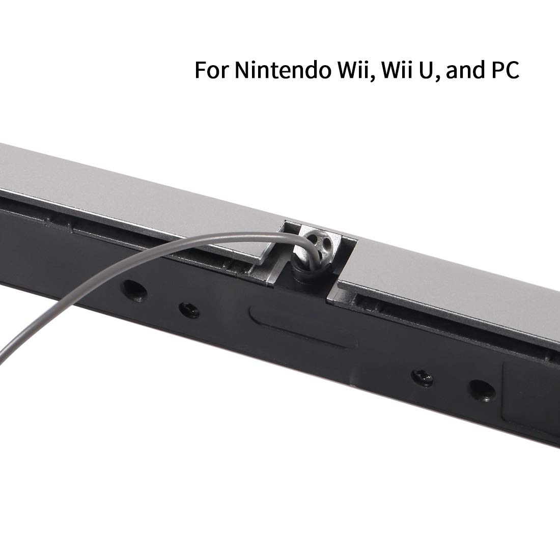 Aokin USB Sensor Bar for Wii & Wii U - Replacement Wired Infrared Ray Sensor with Clear Stand (Silver/Black) | Perfect for Gaming, Motion Control & Home Entertainment Systems