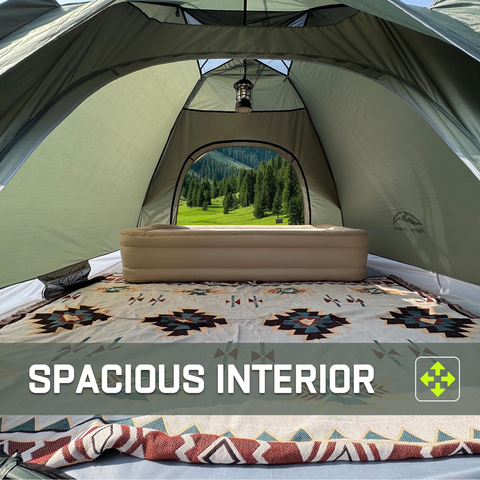 Happy Travel 1/2/3/4 Person Instant Pop Up Camping Tent - Waterproof, Windproof & Easy Setup Dome Tent for Family Camping, Hiking, Backpacking & Outdoor Adventures - Perfect for Beach, Picnics & Festivals