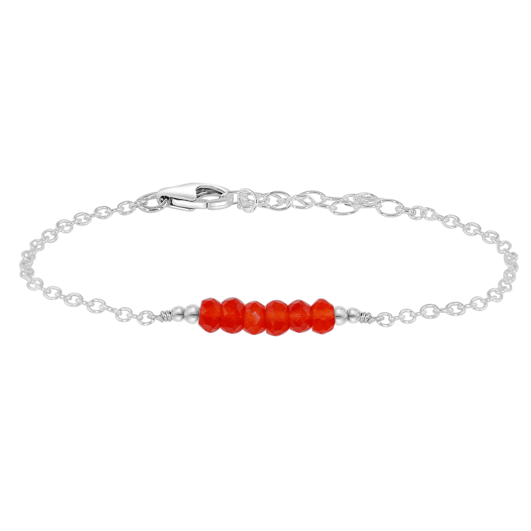 Sparkling Orange Carnelian Gemstone Faceted Bead Bar Bracelet for Women - Handmade Healing Crystal Jewelry for Meditation, Yoga & Positive Energy