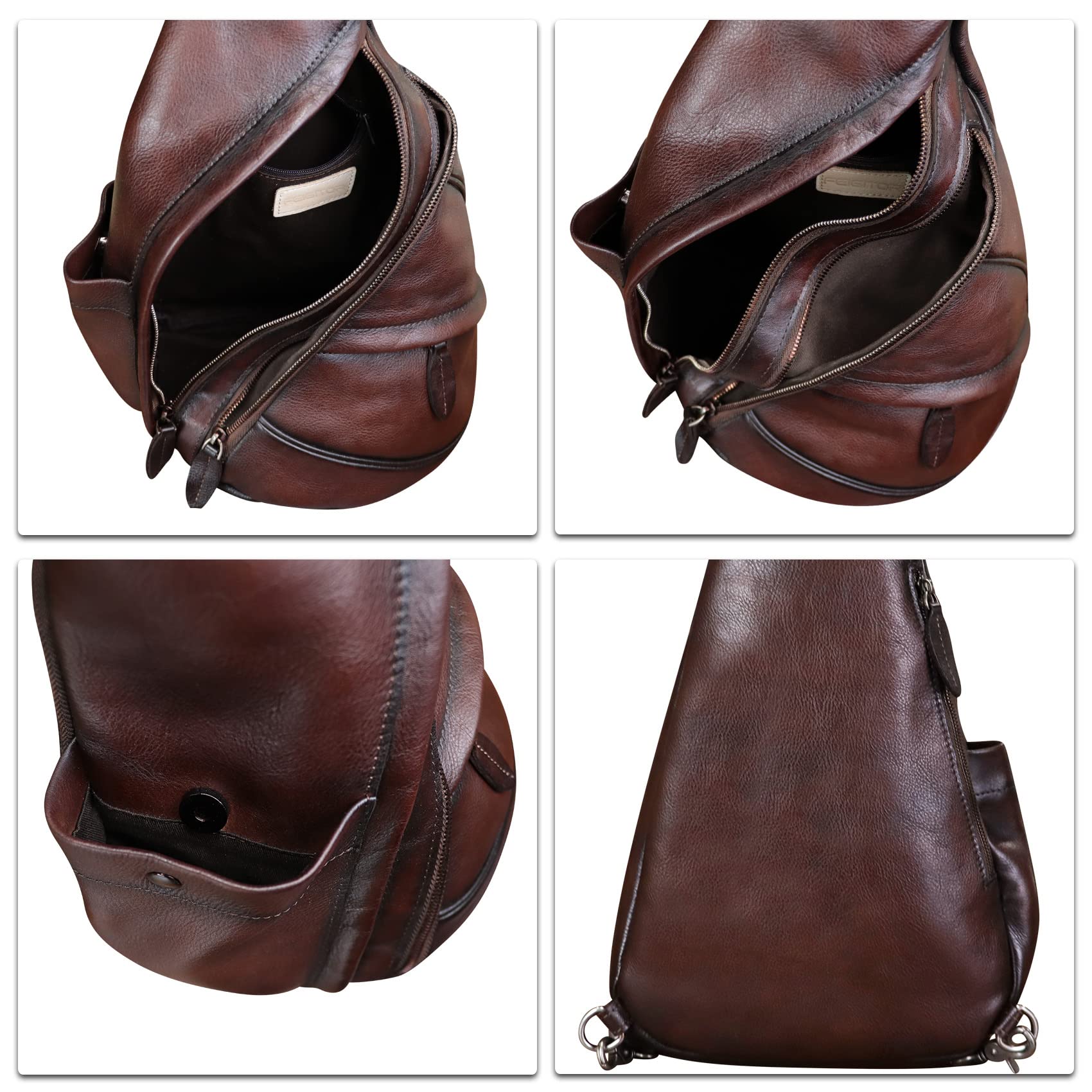 Premium Genuine Leather Sling Bag for Men & Women - Crossbody Shoulder Fanny Pack Backpack - Perfect for Travel, Hiking, Work & Daily Use