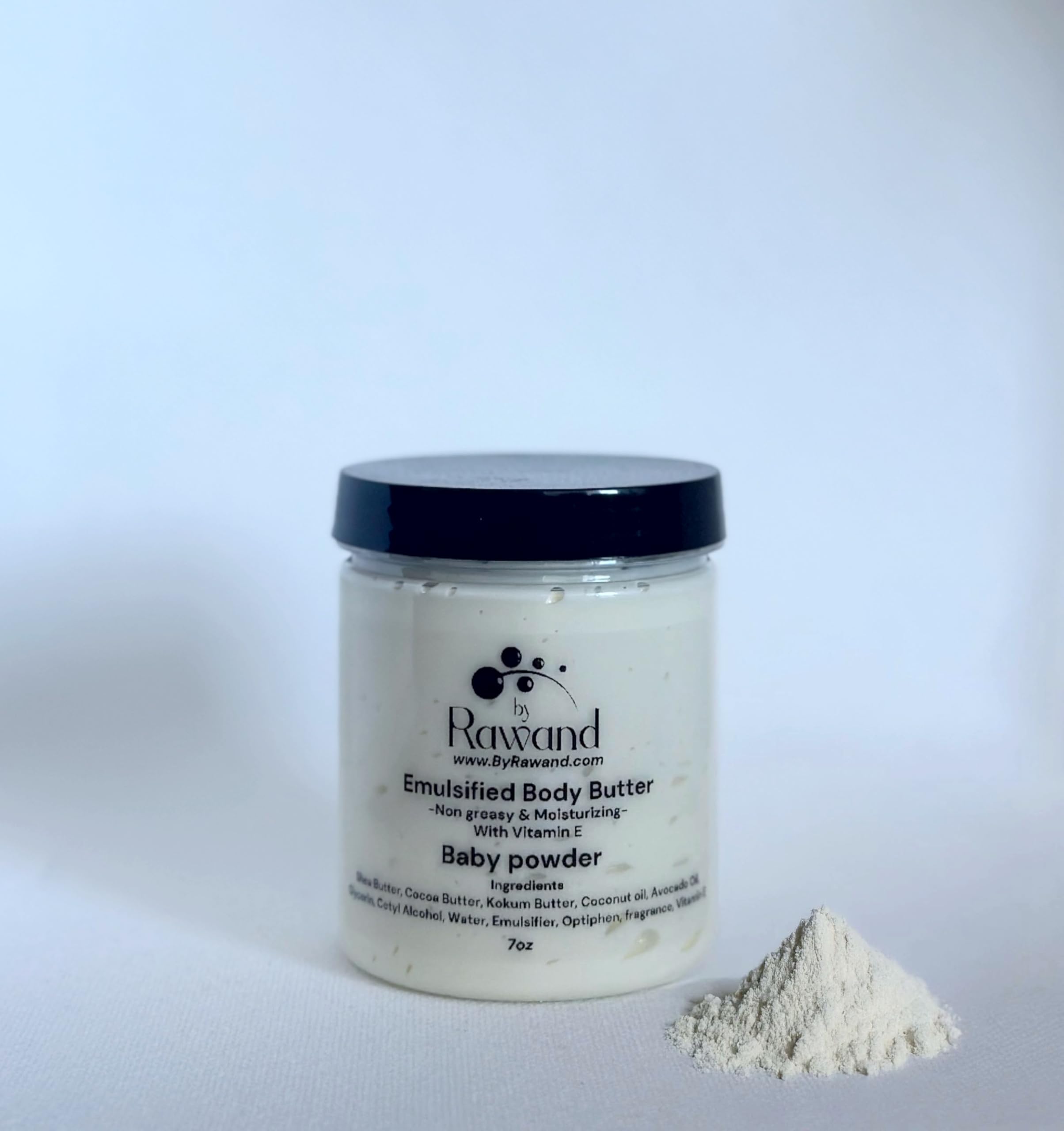 Organic Handmade Baby Powder Body Buttercream with Shea & Cocoa Butter - Natural Oils, Non-Greasy, Ultra Moisturizing for Sensitive Skin | Perfect for Newborns, Baby Massage & Dry Skin Care (White Baby Powder Scent)