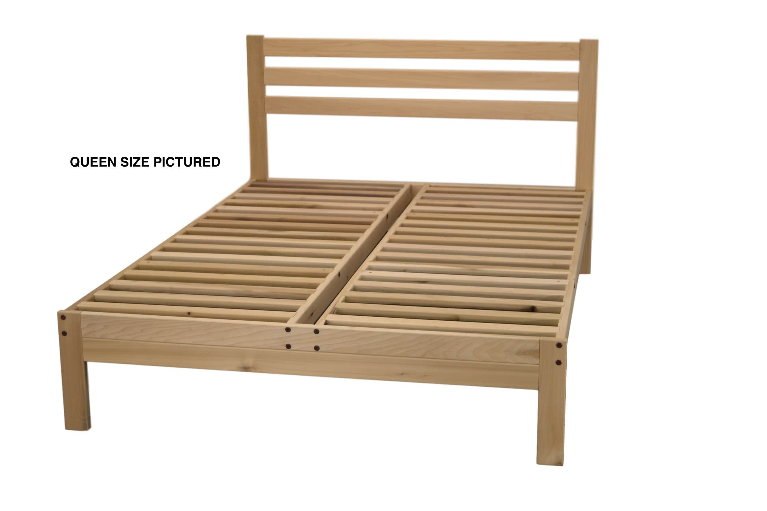 KD Frames Lexington Twin Platform Bed Frame - Solid Wood Unfinished Minimalist Bed with Slatted Headboard - No Box Spring Needed, Easy Assembly - Natural Wood Bedroom Furniture for Modern & Scandinavian Style Homes