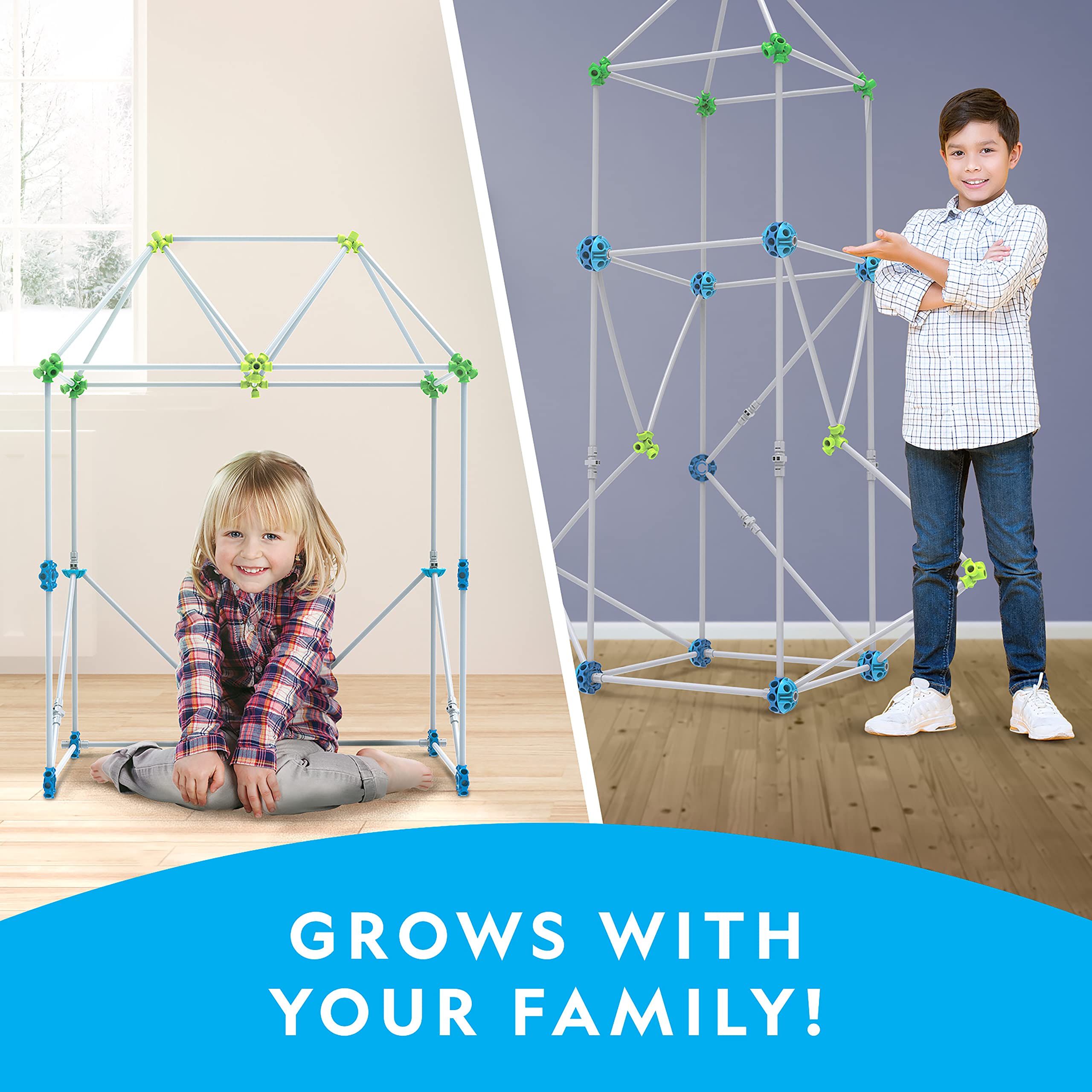 NATIONAL GEOGRAPHIC Kids Fort Building Kit - 135 Piece STEM Construction Set for Ages 6-12, Creative Indoor Play Tent & Blanket Castle (Amazon Exclusive) | Perfect for Sleepovers, Playdates & Imaginative Adventures