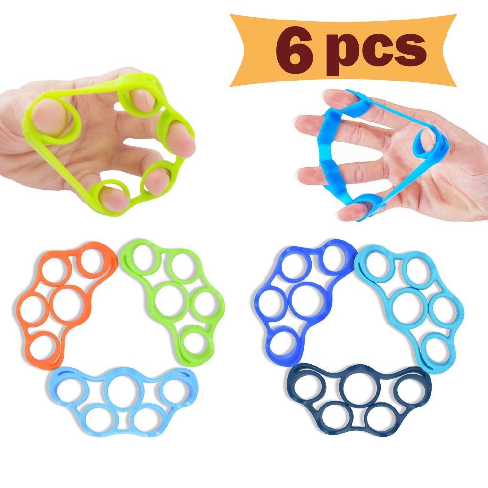 Hand Grip Strengthener Set - 6 PCS Finger Exerciser & Grip Strength Trainer, New Material Forearm Workout, Finger Stretcher for Wrist Pain Relief & Carpal Tunnel, Ideal for Musicians, Gamers, and Office Workers